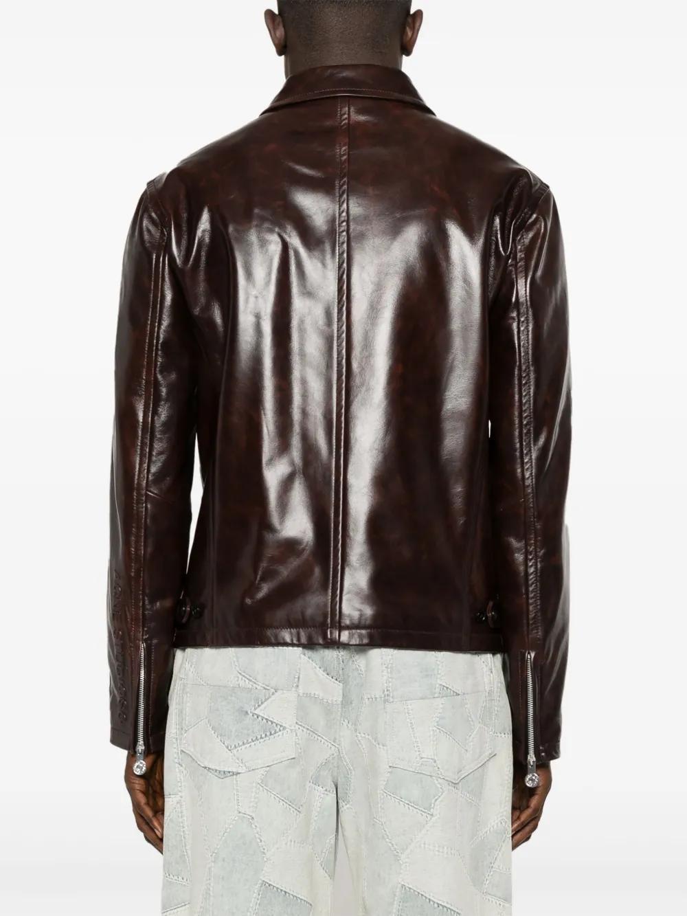 zip-up leather jacket Product Image
