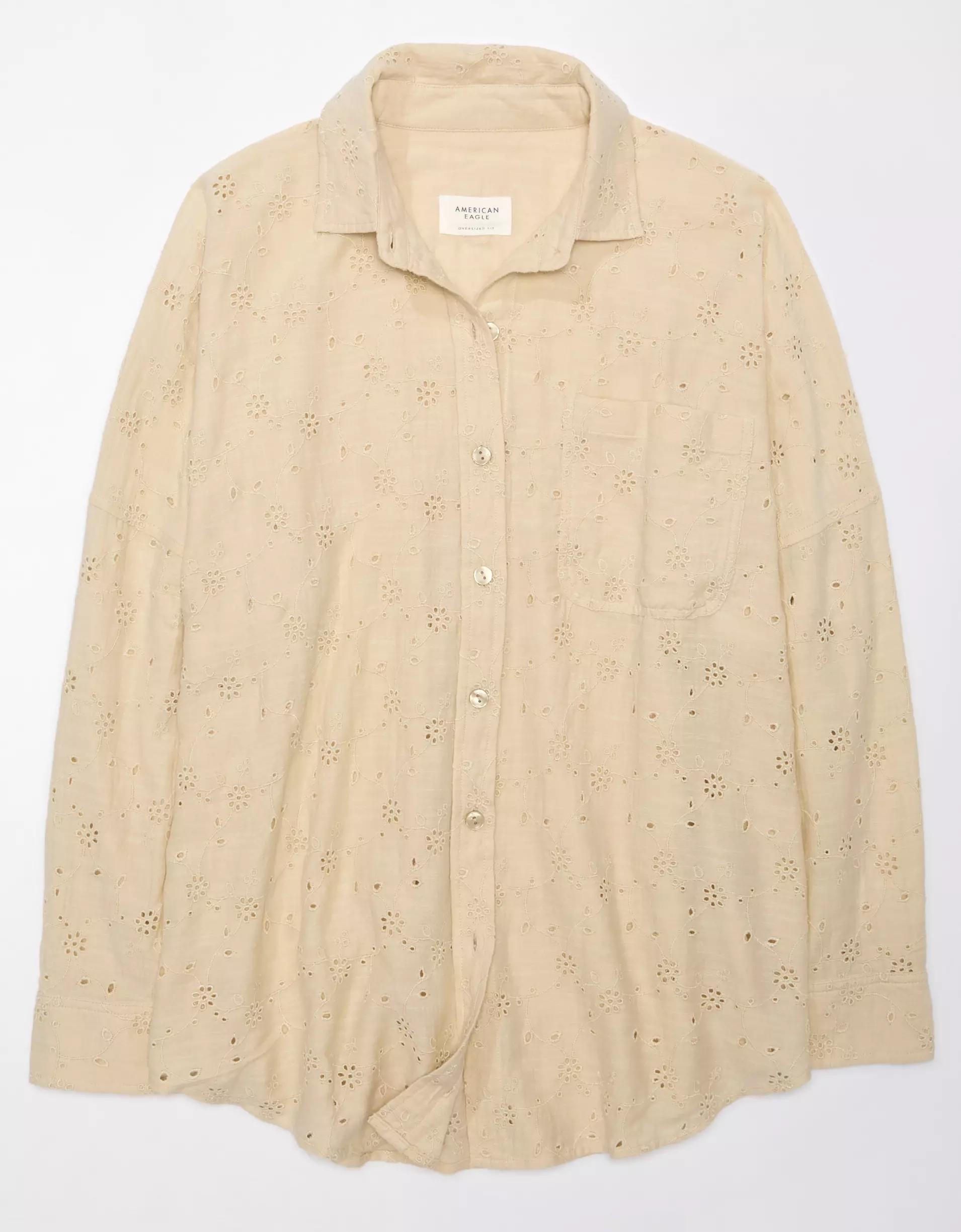 AE Go Big Oversized Eyelet Embroidered Shirt Product Image