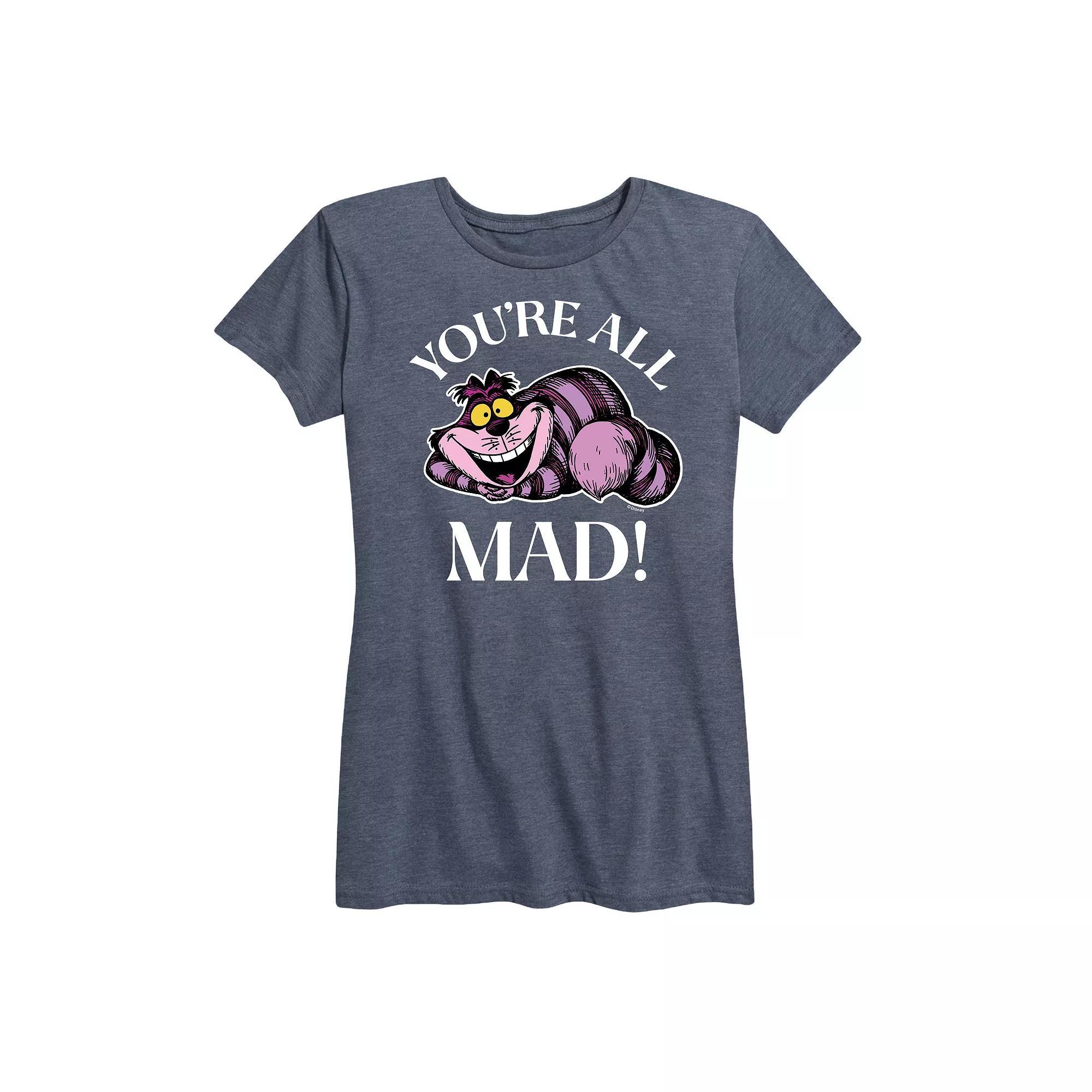 Disney's Alice in Wonderland Women's You're All Mad Graphic Tee, Girl's, Size: Small, Heather Grey Product Image