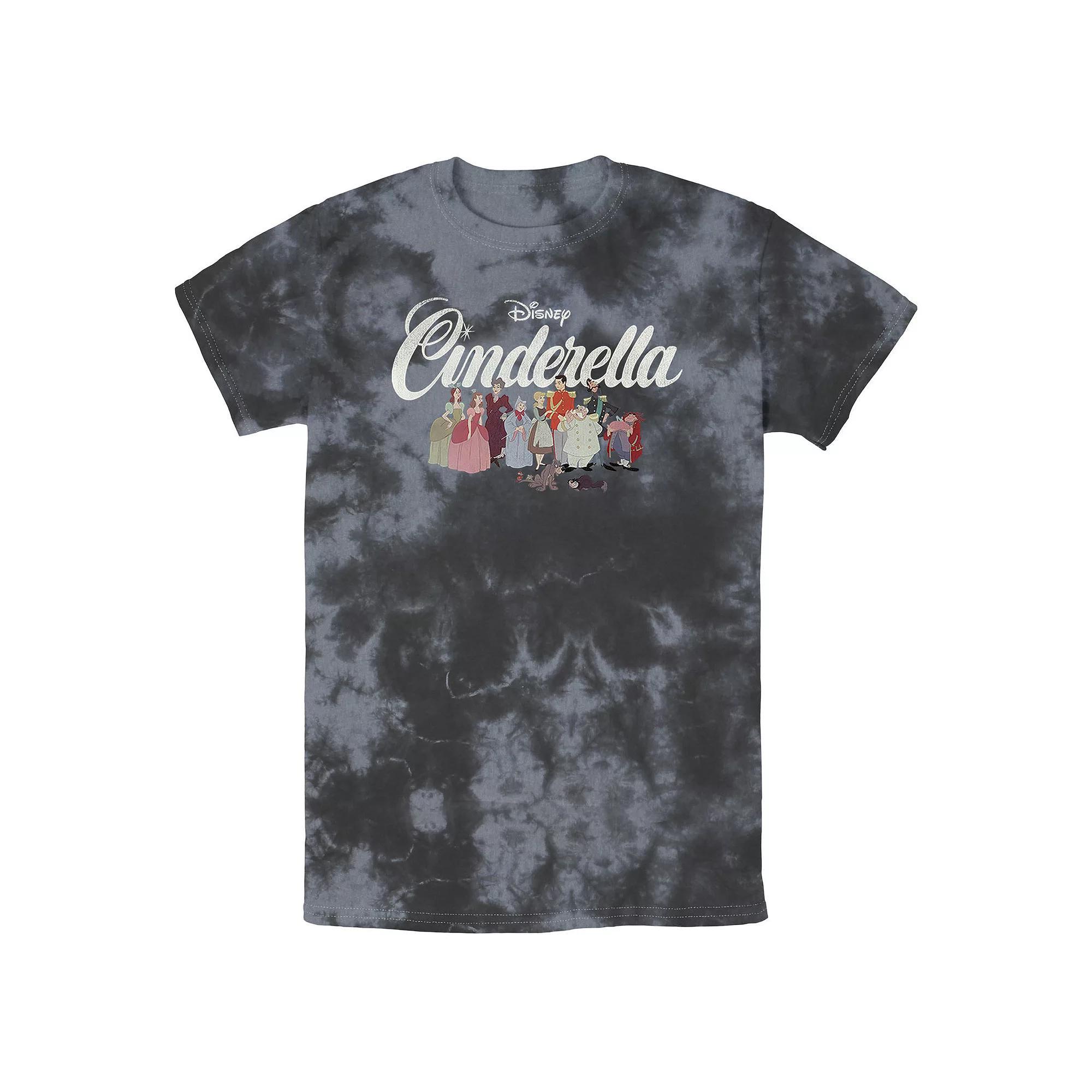 Men's Disney Cinderella Group Shot Title Logo Bomabrd Wash Tee, Boy's, Size: Large, Black Grey Product Image