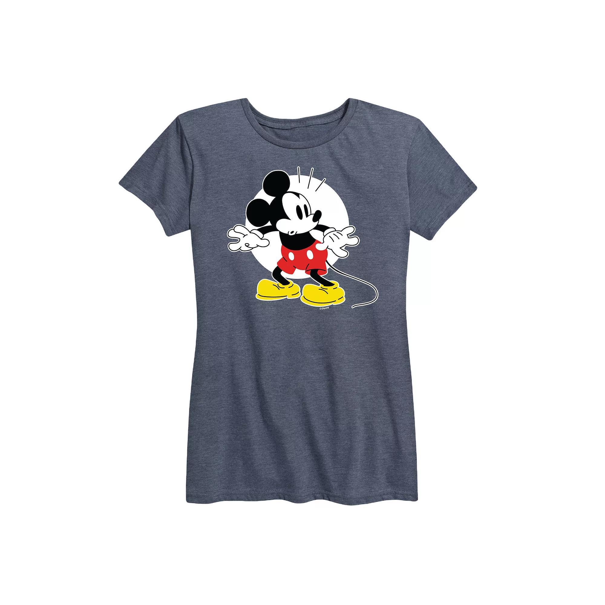 Disneys Mickey Mouse Womens Surprised Graphic Tee Grey Blue Product Image