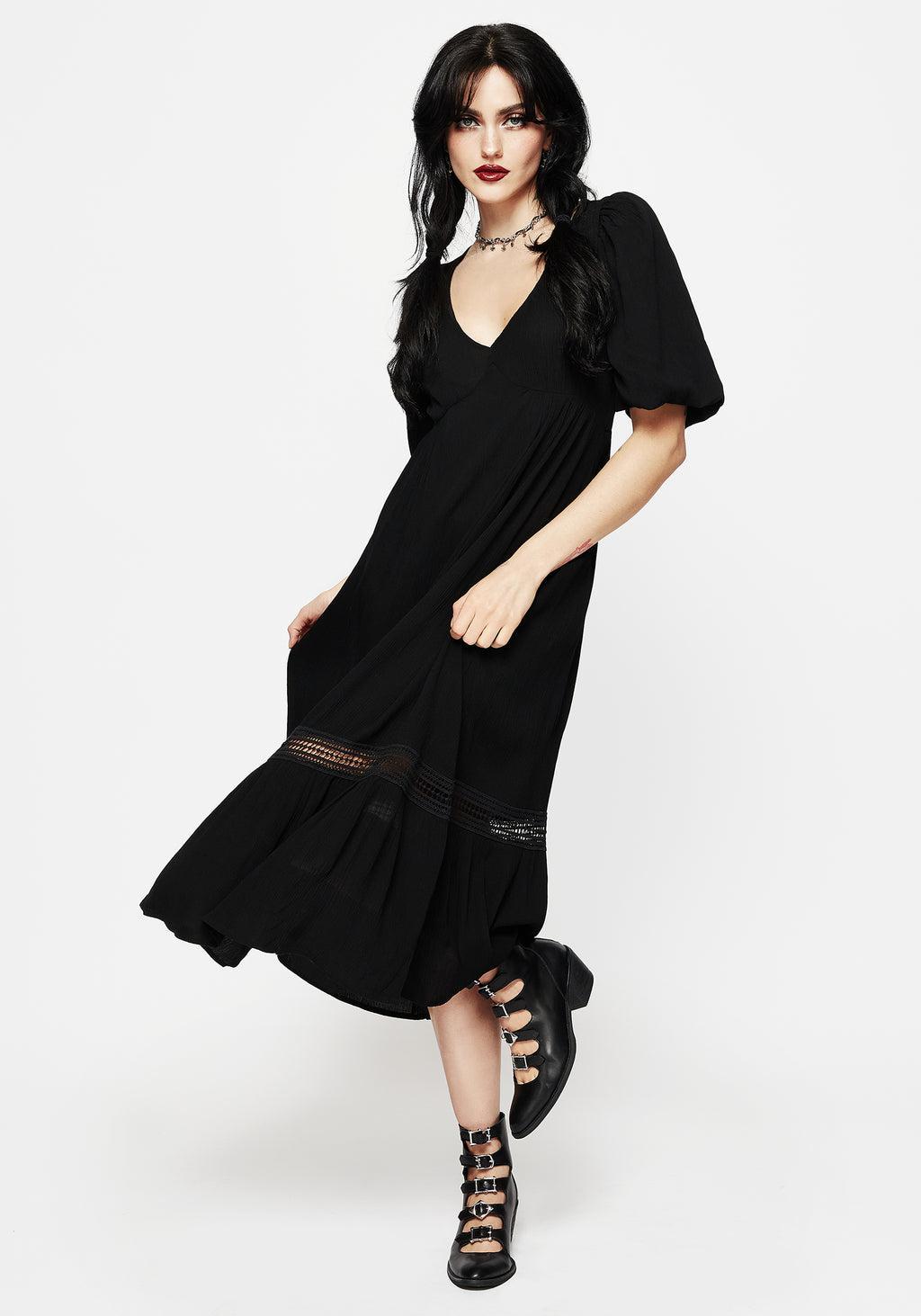 Mirage Lace Insert Puff Sleeve Maxi Dress Product Image