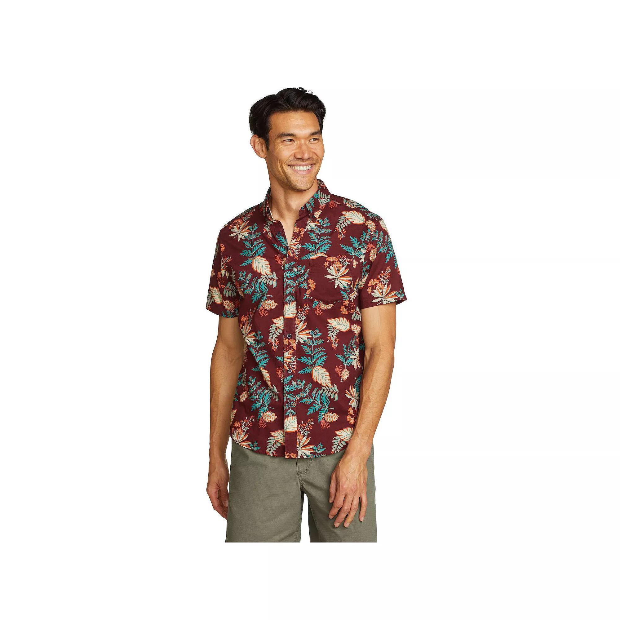 Men's Eddie Bauer Baja Print Short Sleeve Button-Down Shirt, Size: Large, Black Red Product Image