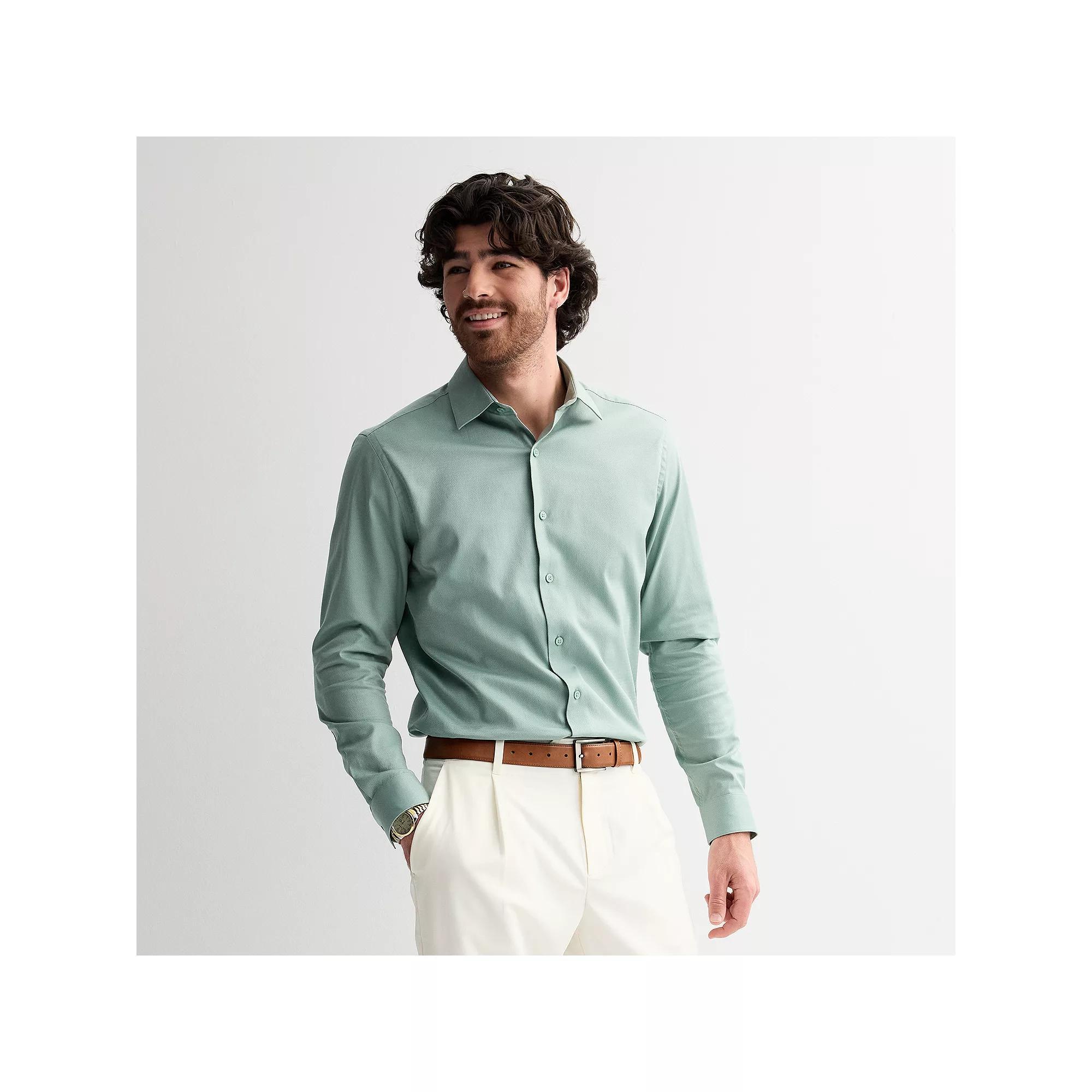 Men's Apt. 9® Premier Flex Regular-Fit Wrinkle Resistant Dress Shirt, Size: Medium-32/33, Gray Geo Dobby Product Image