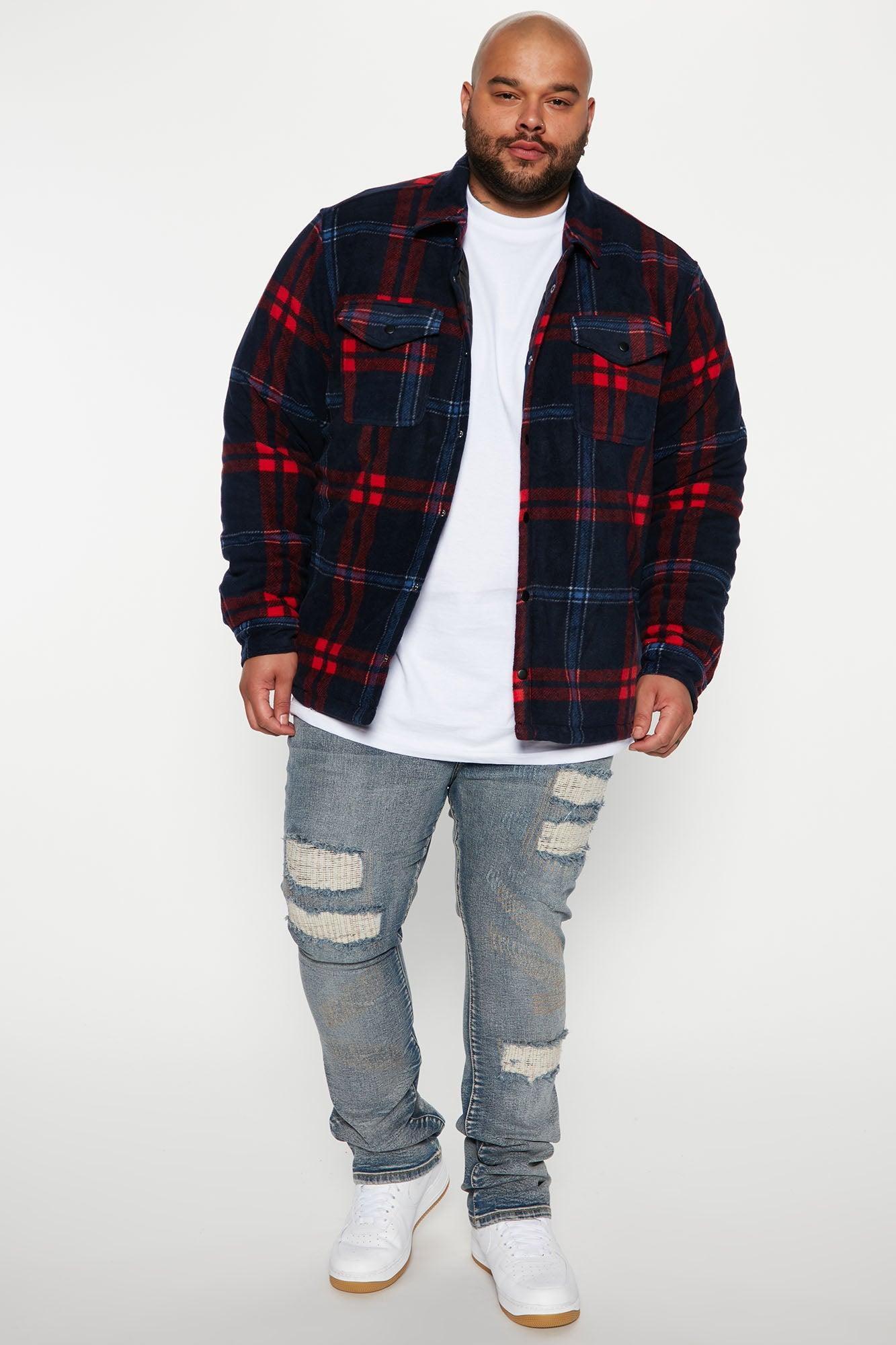 New Look Flannel Shacket - Navy/Red Product Image