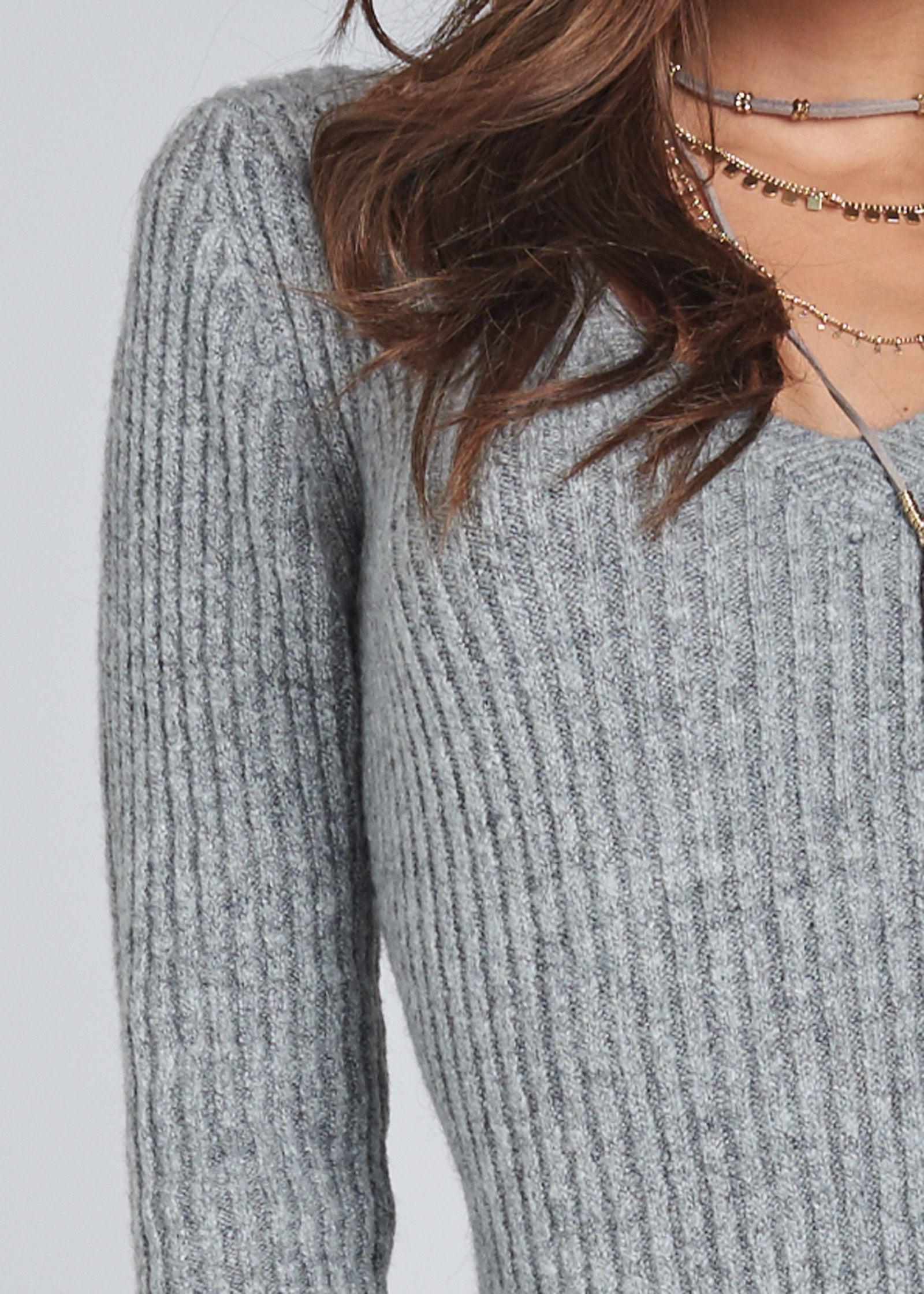 Asymmetrical Maxi Sweater - Heather Grey Product Image