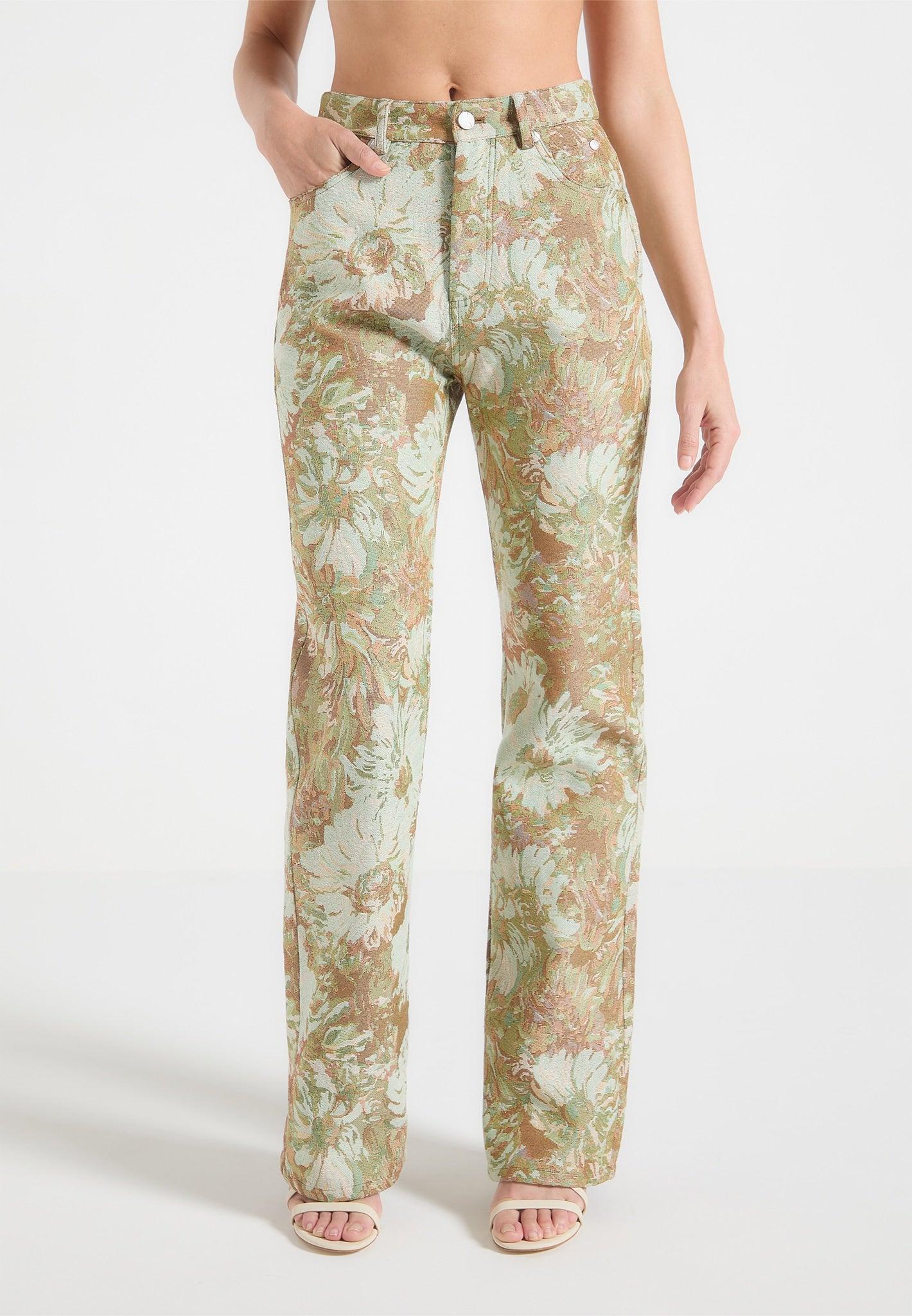 Jacquard Boyfriend Jeans - Sage Female Product Image