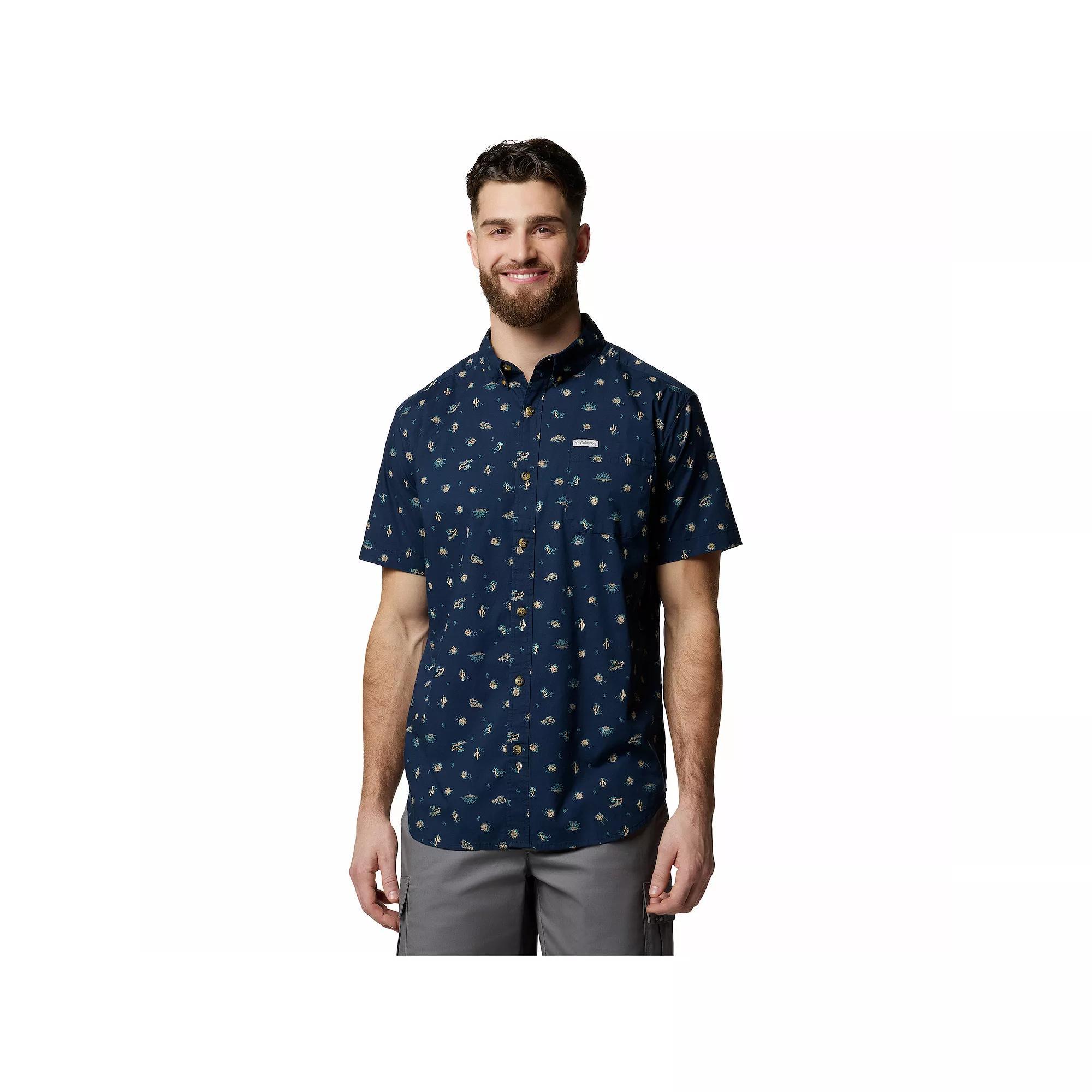 Men's Columbia Rapid Rivers™ Printed Button-Down Shirt, Size: Small, Blue Deserted Product Image