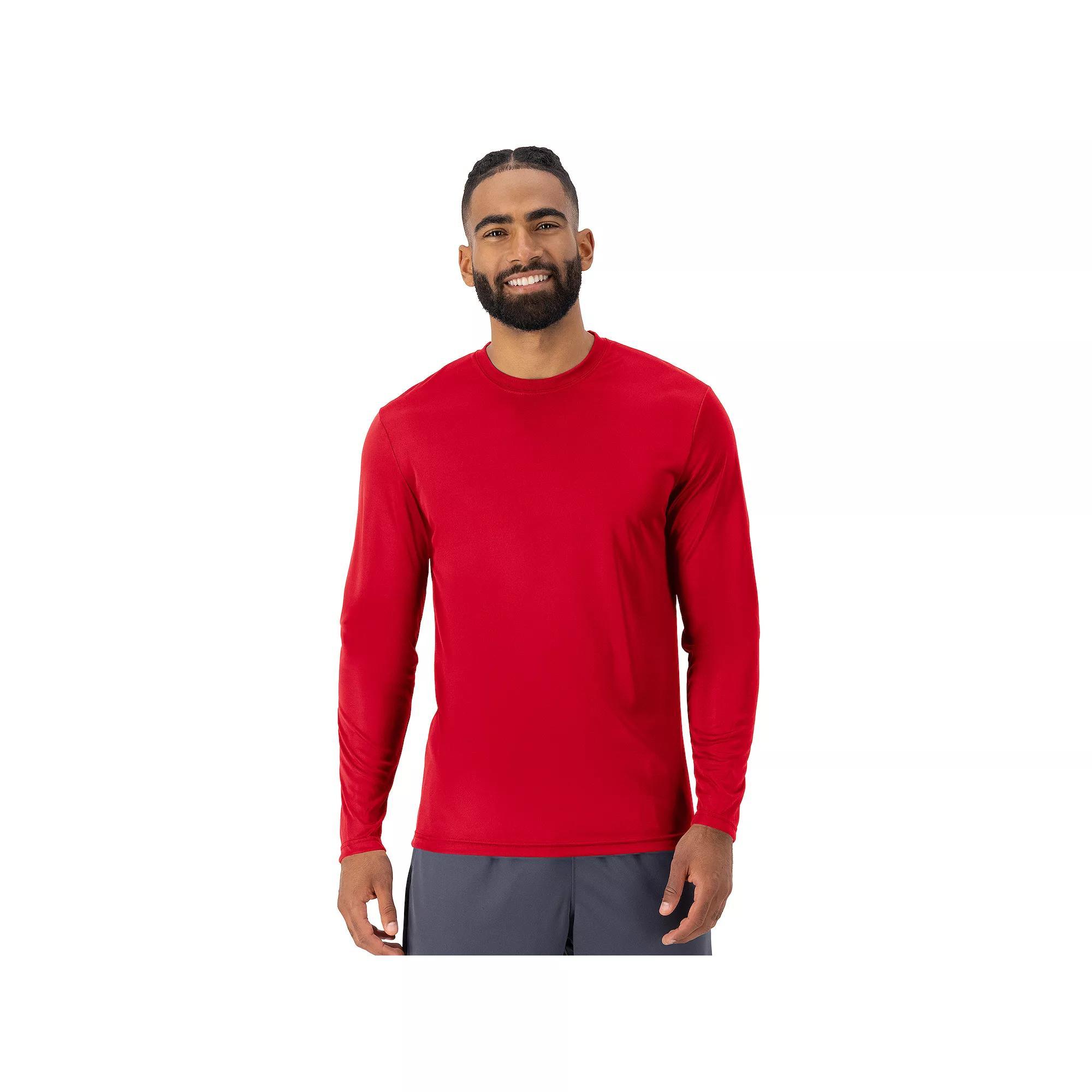 Men's Hanes® CoolDRI Long Sleeve Performance Tee, Size: XL, Blue Product Image