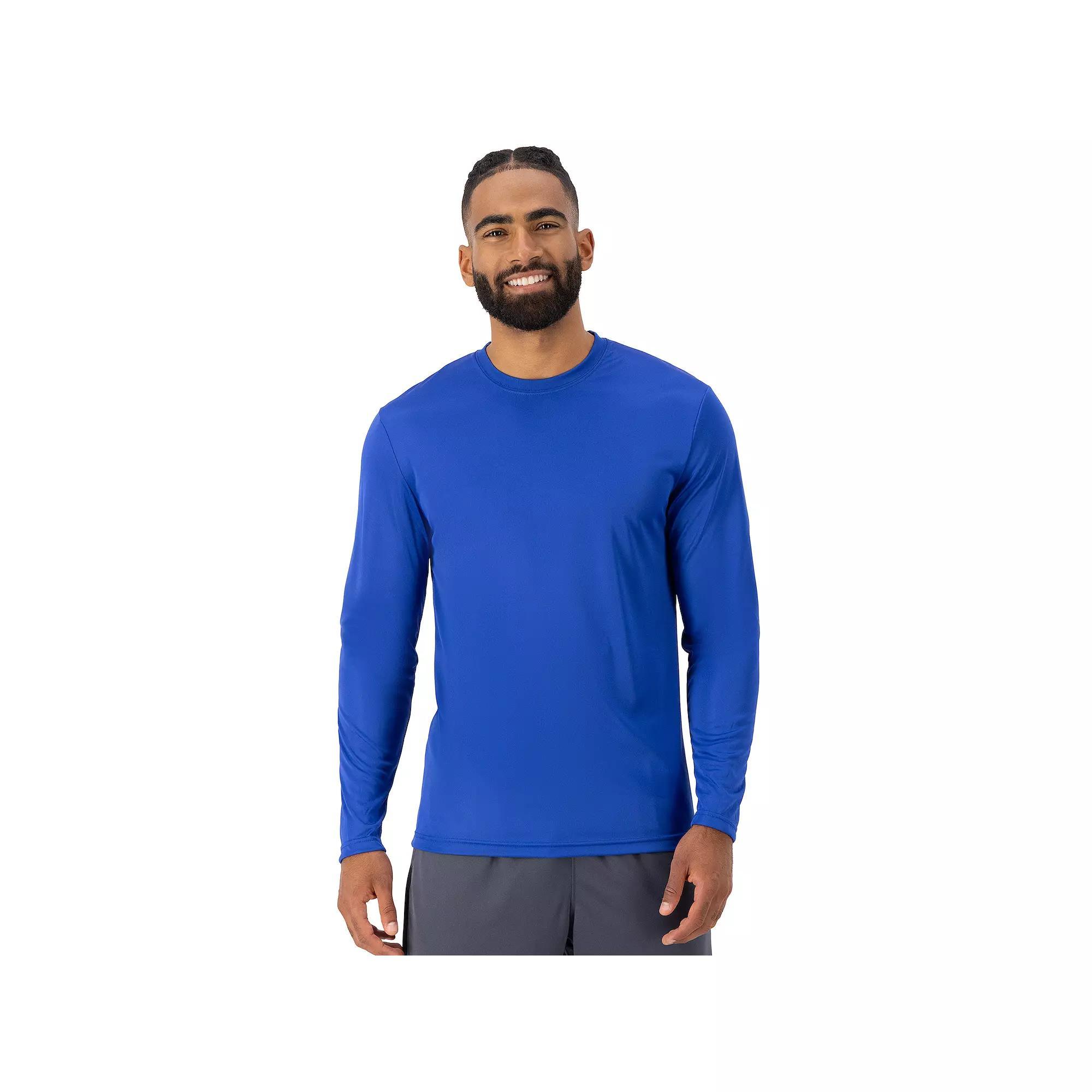 Men's Hanes® CoolDRI Long Sleeve Performance Tee, Size: XL, Blue Product Image