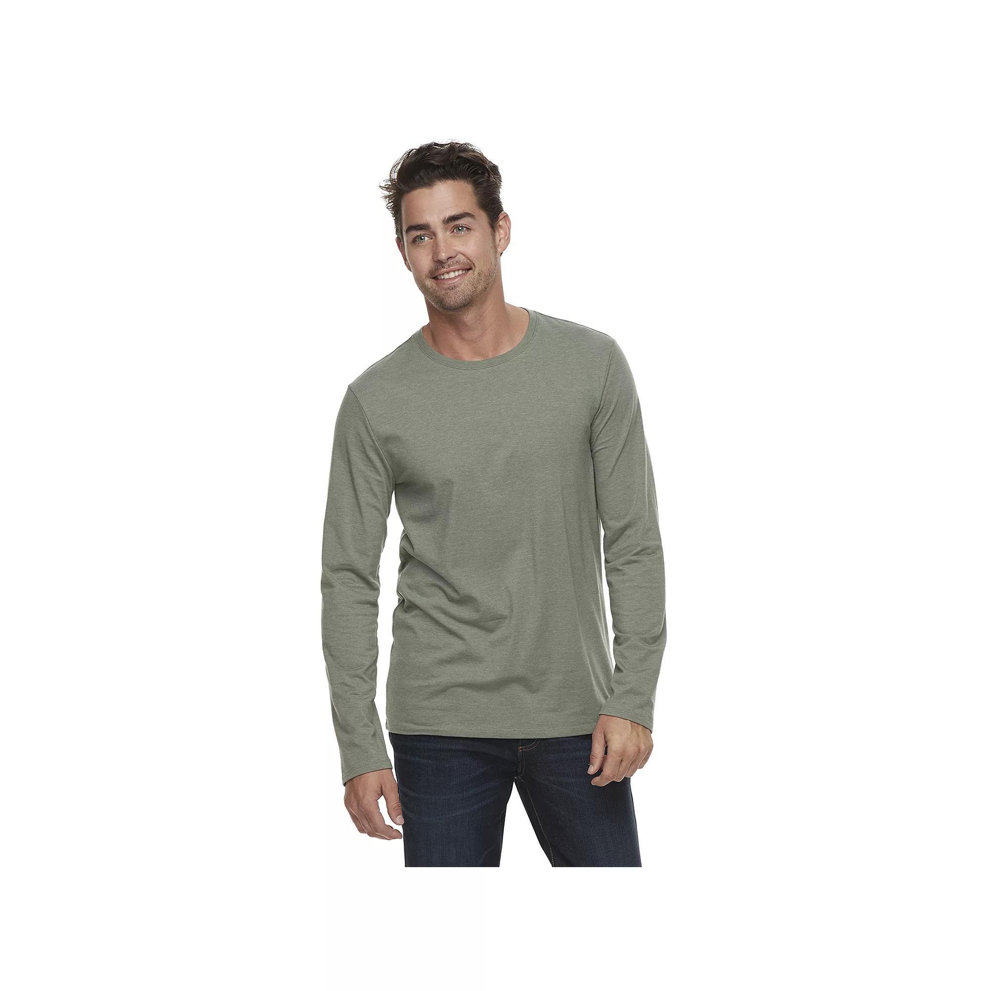 Men's Apt. 9® Premier Flex Long Sleeve Crewneck Tee, Size: Large, Aspen Green Product Image