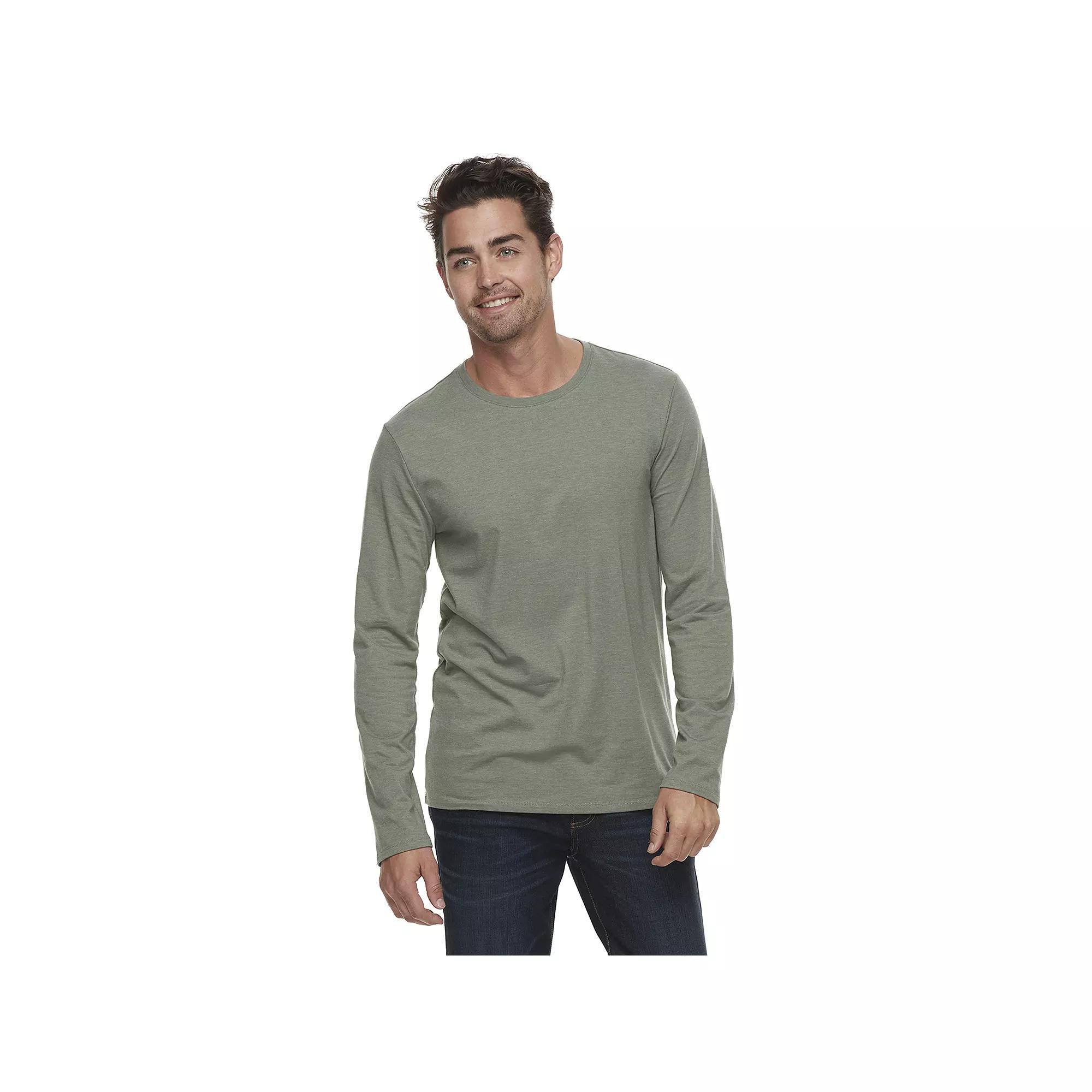 Men's Apt. 9® Premier Flex Long Sleeve Crewneck Tee, Size: Large, Aspen Green Product Image
