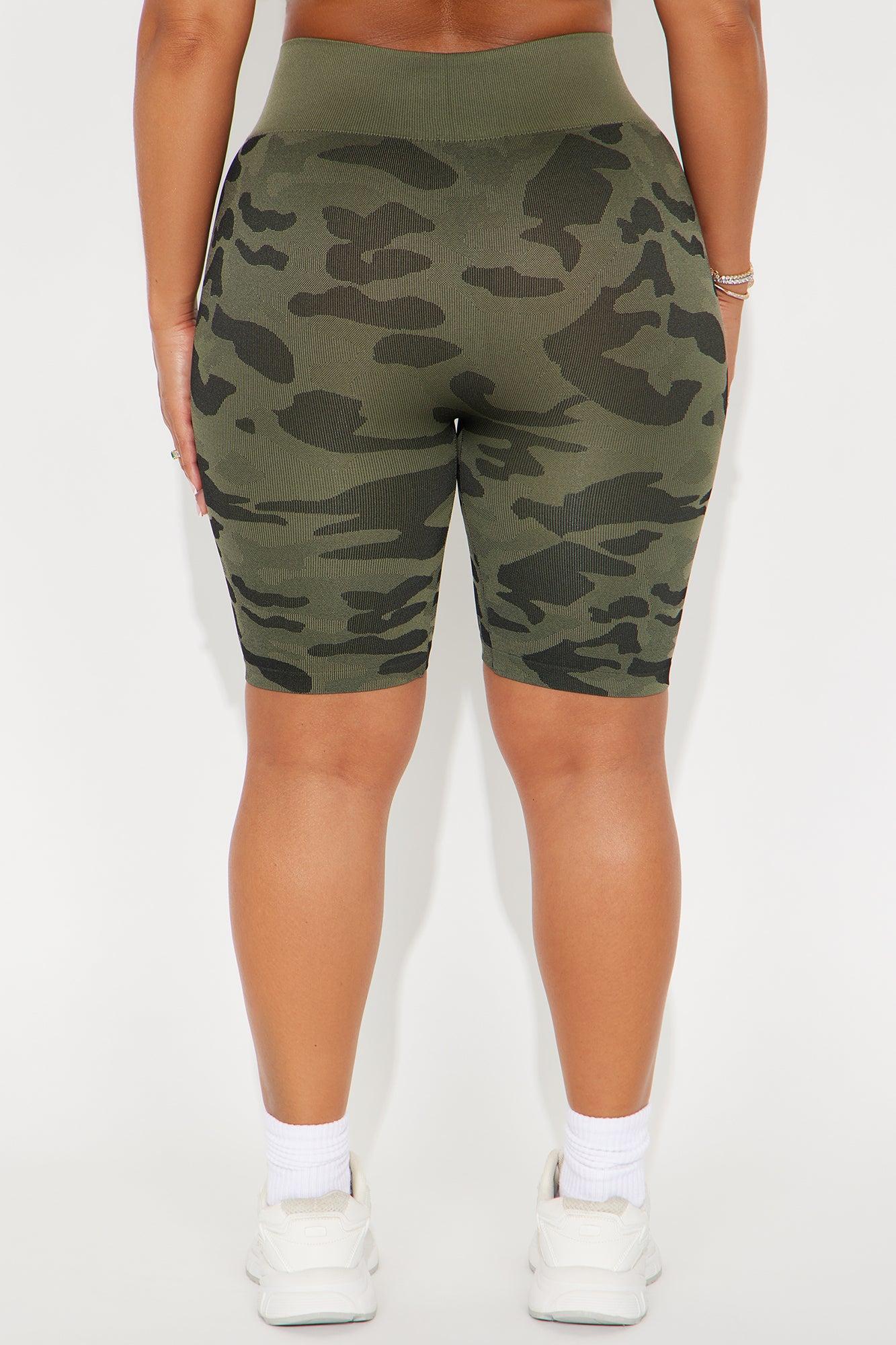 Kelly Camo Seamless Biker Short - Olive Product Image