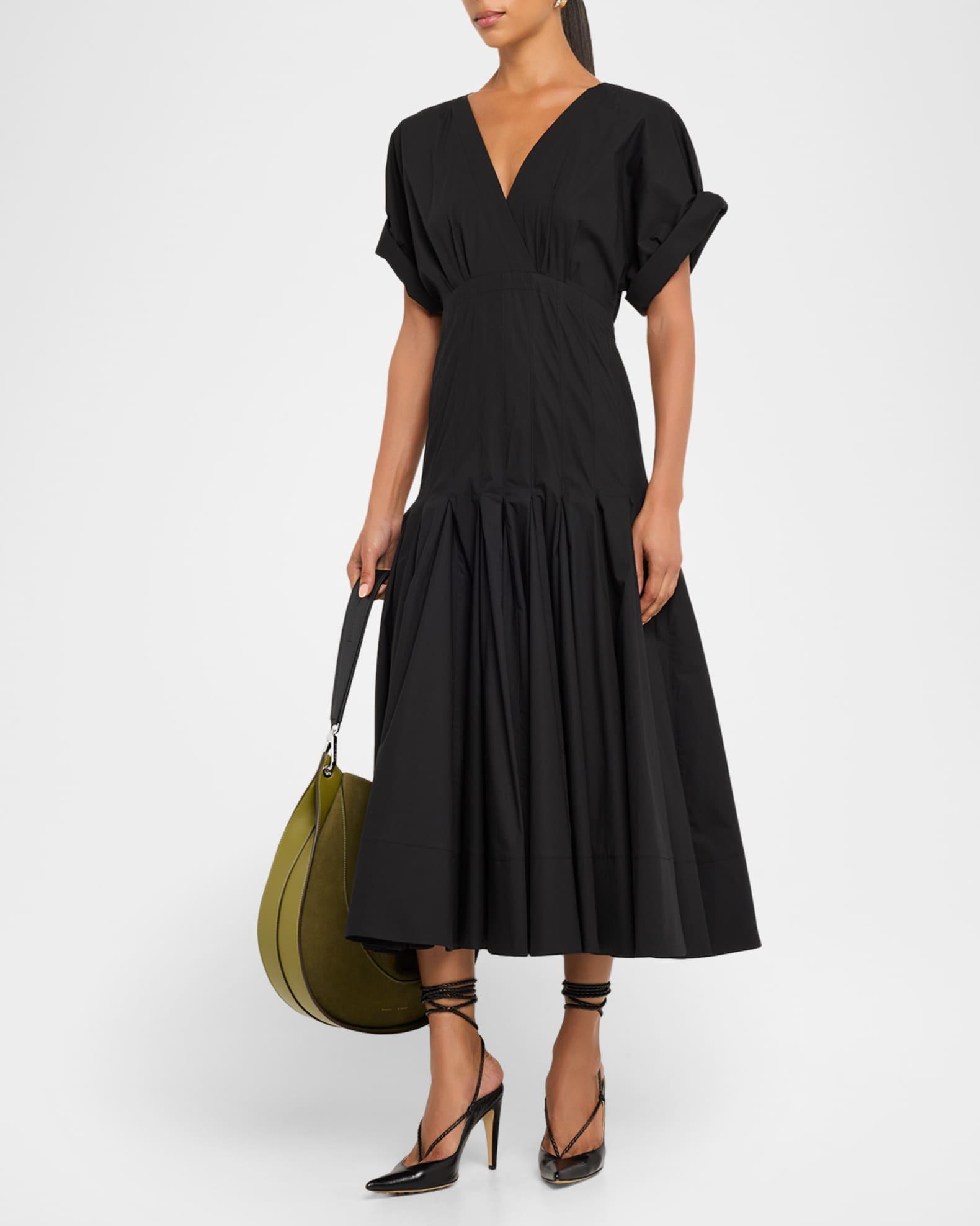 Ciara Short-Sleeve Poplin Drop-Waist Midi Dress Product Image