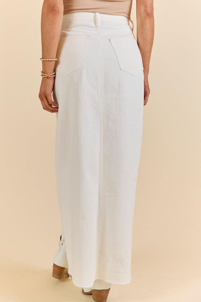 Soundwaves White Denim Midi Skirt SALE Product Image