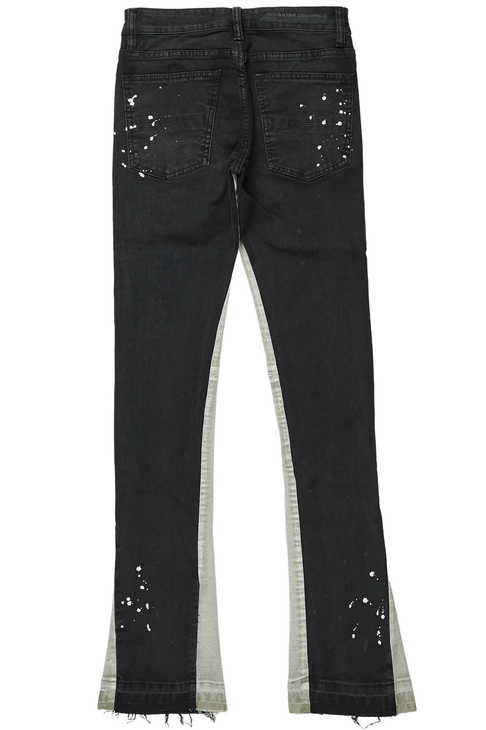 Quetzel Vintage Black Stacked Flare Jean Male Product Image