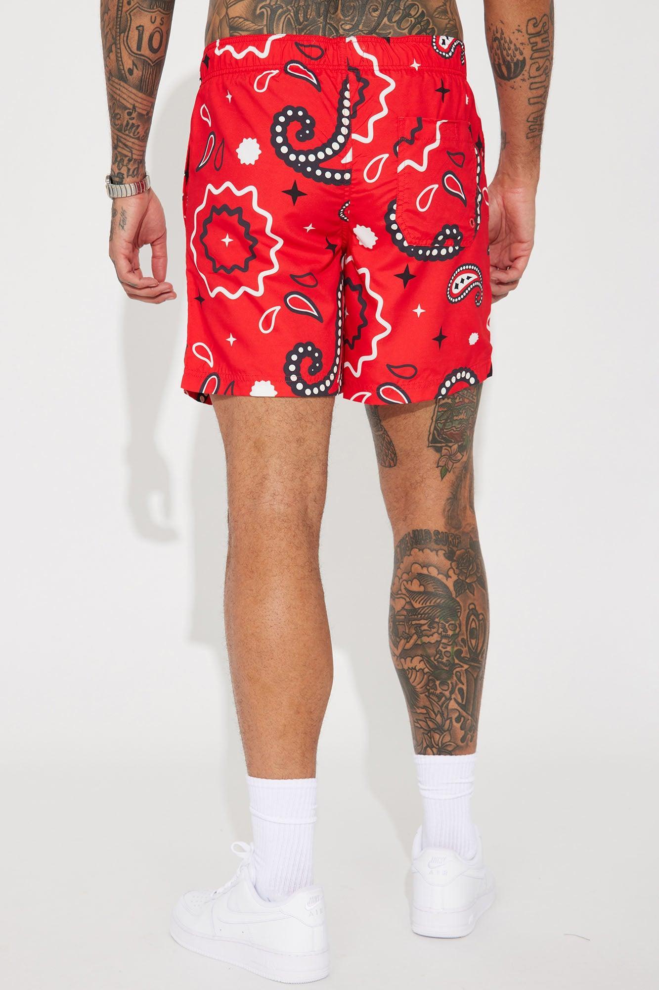 Let's Get Paisley Swim Classic Trunk - Red Product Image