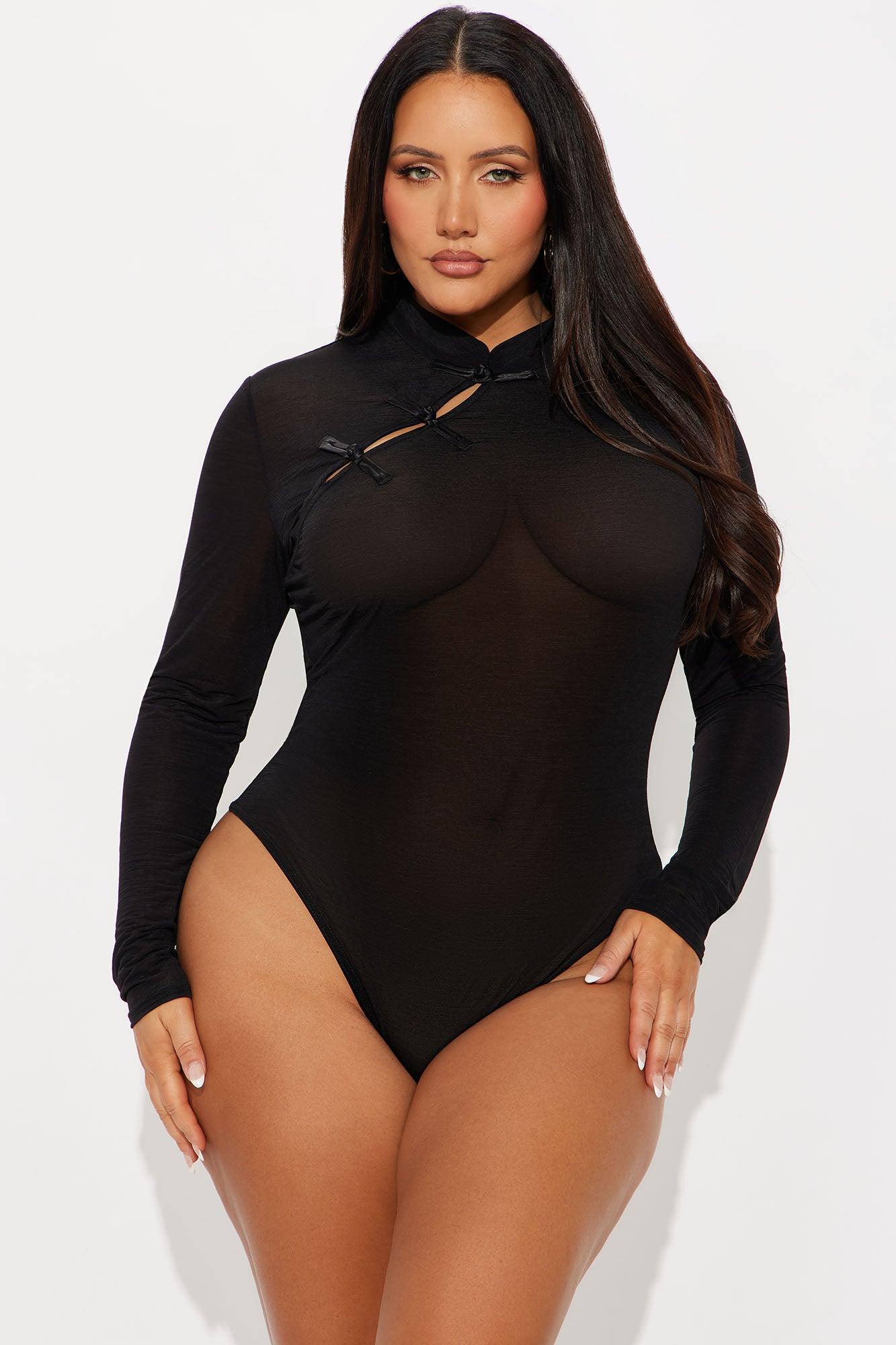Make A Move Mock Neck Bodysuit - Black Product Image