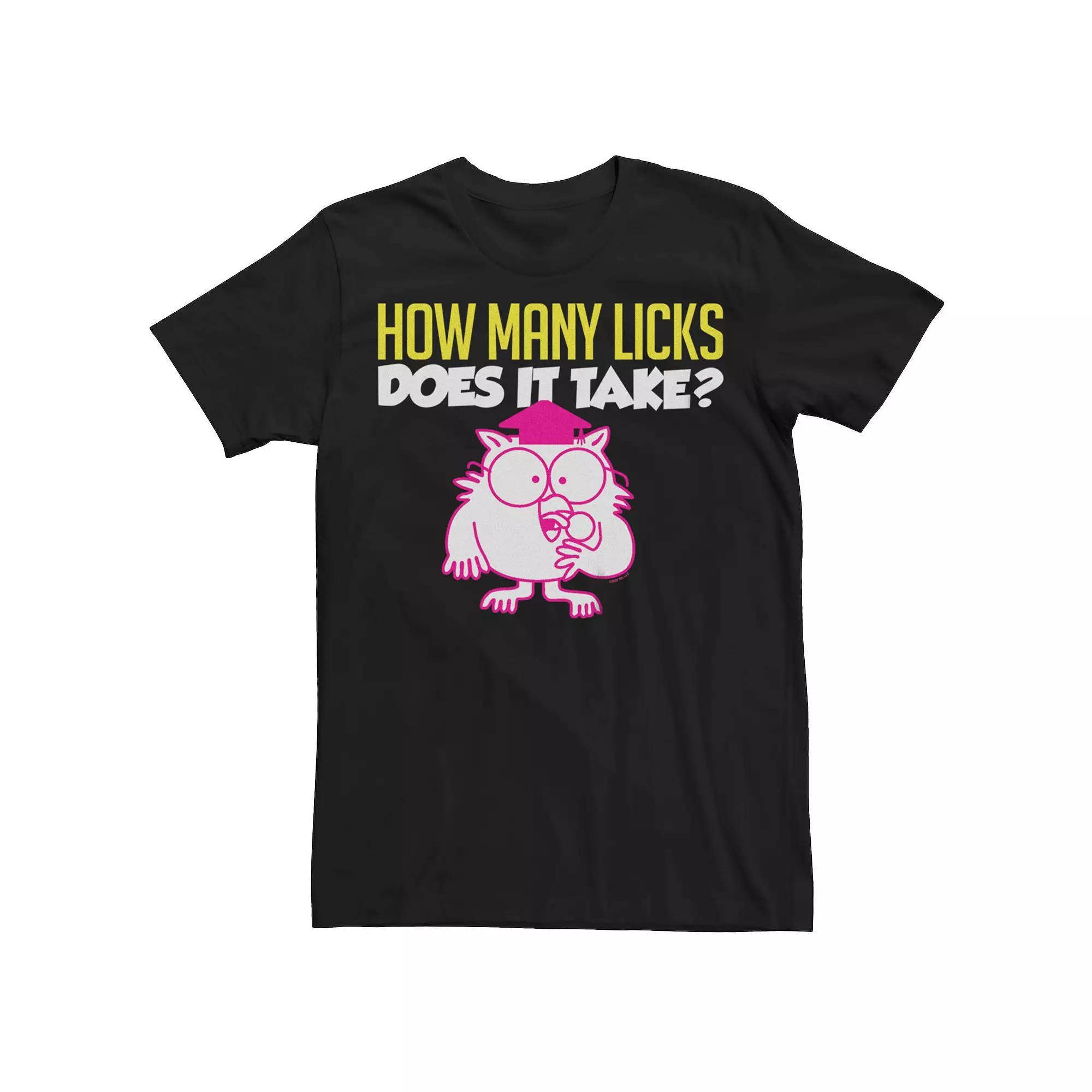 Men's Tootsie Pop How Many Licks Owl Tee, Size: Large, Black Product Image