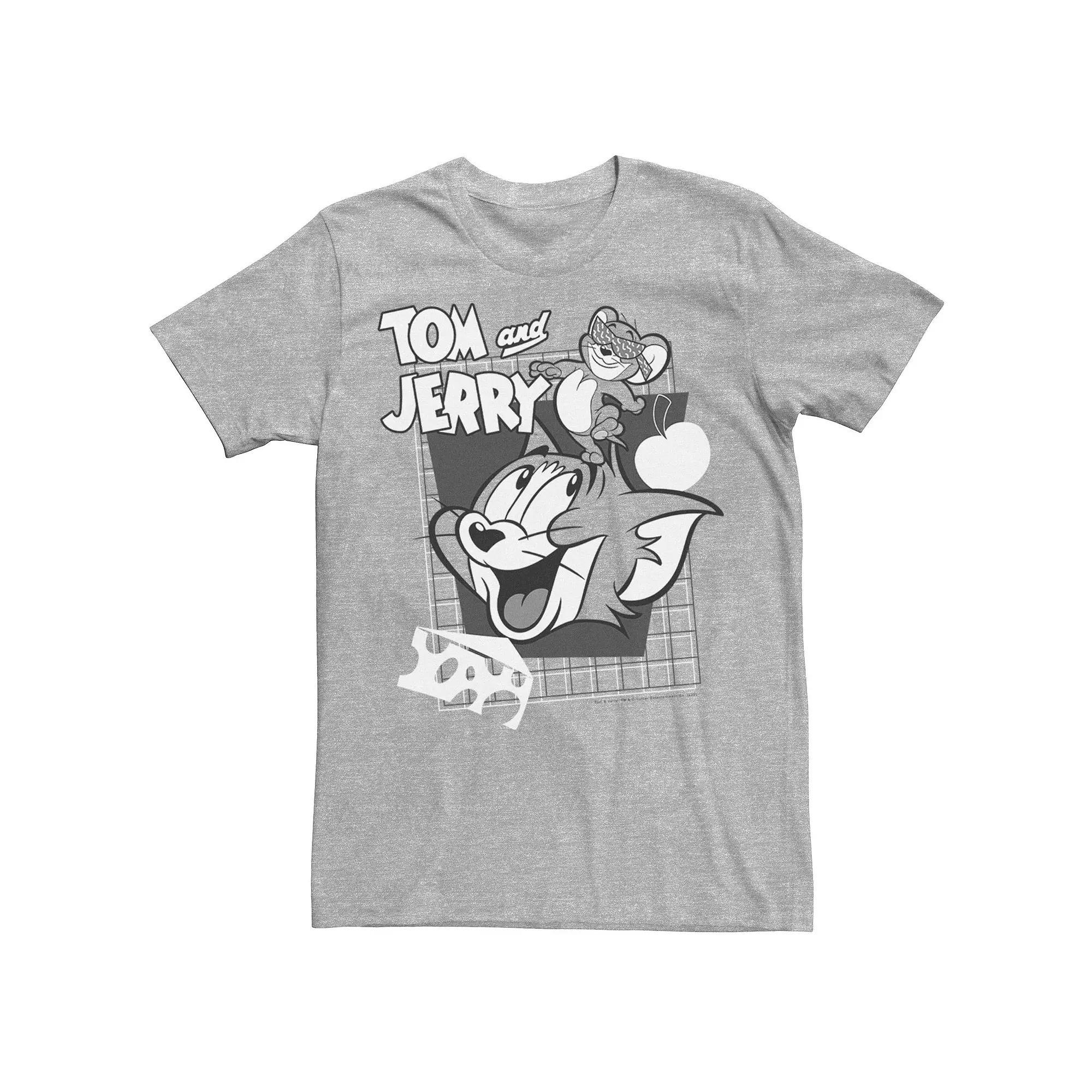 Mens Tom And Jerry Retro Collage Greyscale Portrait Tee, Men's, Size: XL, Athletic Grey Product Image