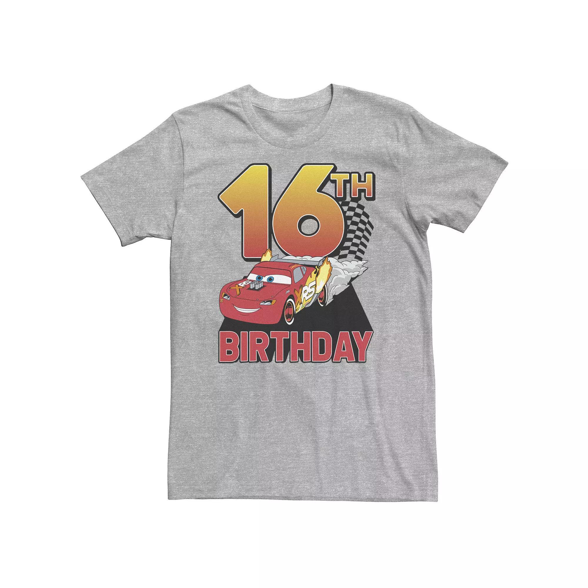 Big & Tall Disney / Pixar Cars 16th Birthday Racer Lightning McQueen Tee, Mens Athletic Grey Product Image
