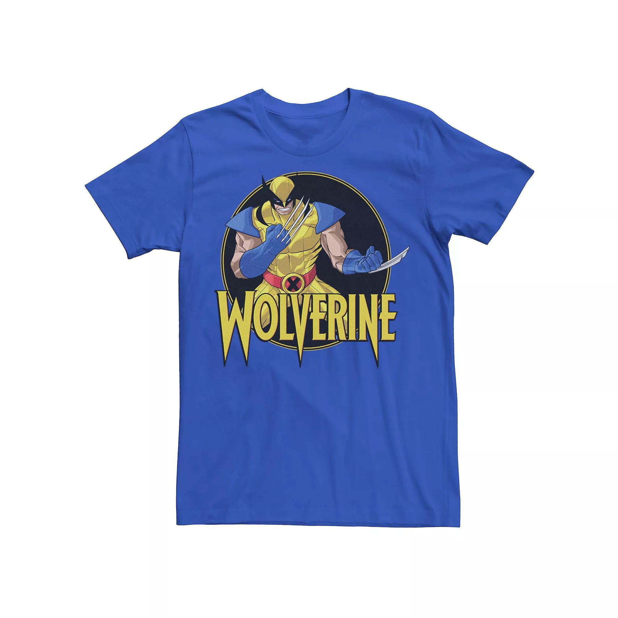 Men's Marvel X-Men Wolverine Classic Portrait Title Logo Tee, Size: 3XL, Royal Product Image