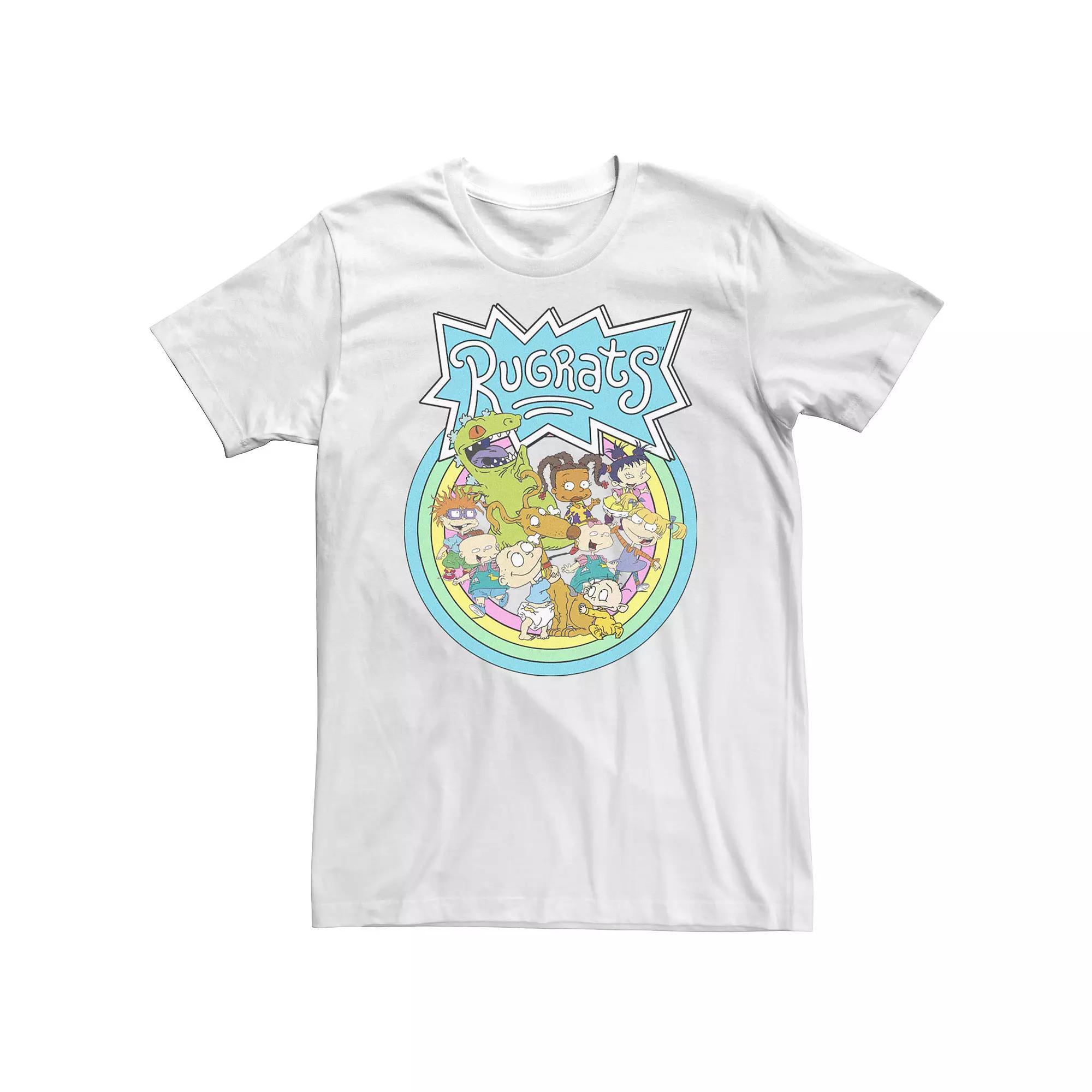 Big & Tall Nickelodeon Rugrats Group Rainbow Circles Classic Title Tee, Men's, Size: 3XL Tall, White Product Image