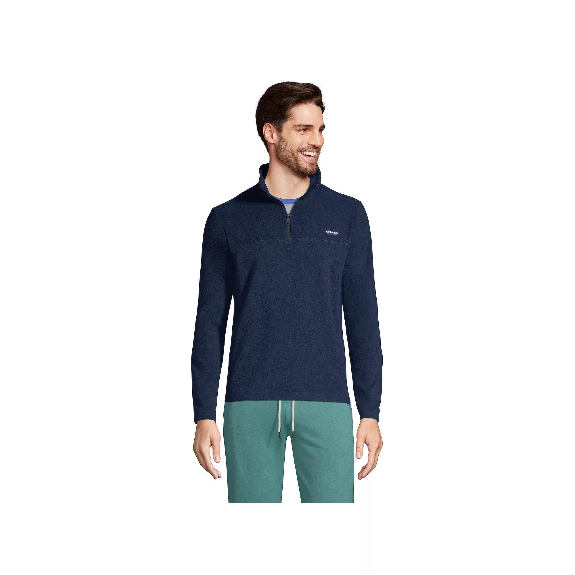 Big & Tall Lands' End Logo Fleece Quarter-Zip Pullover, Men's, Size: 4XLT, Radiant Blue Product Image