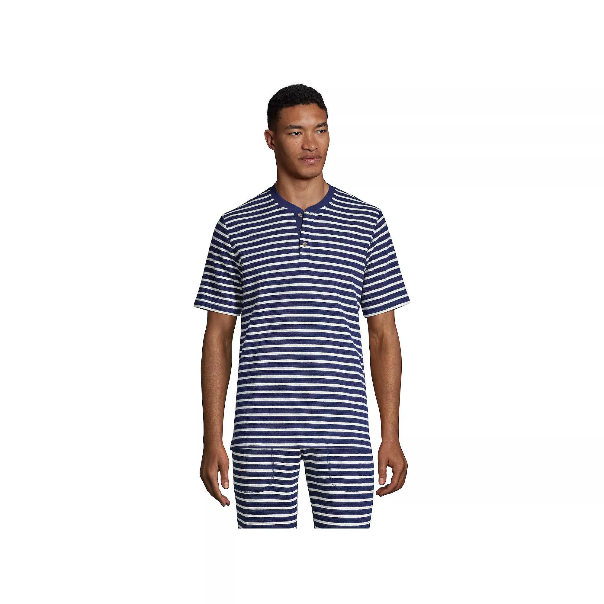 Mens Lands End Waffle Pajama Sleep Henley Product Image