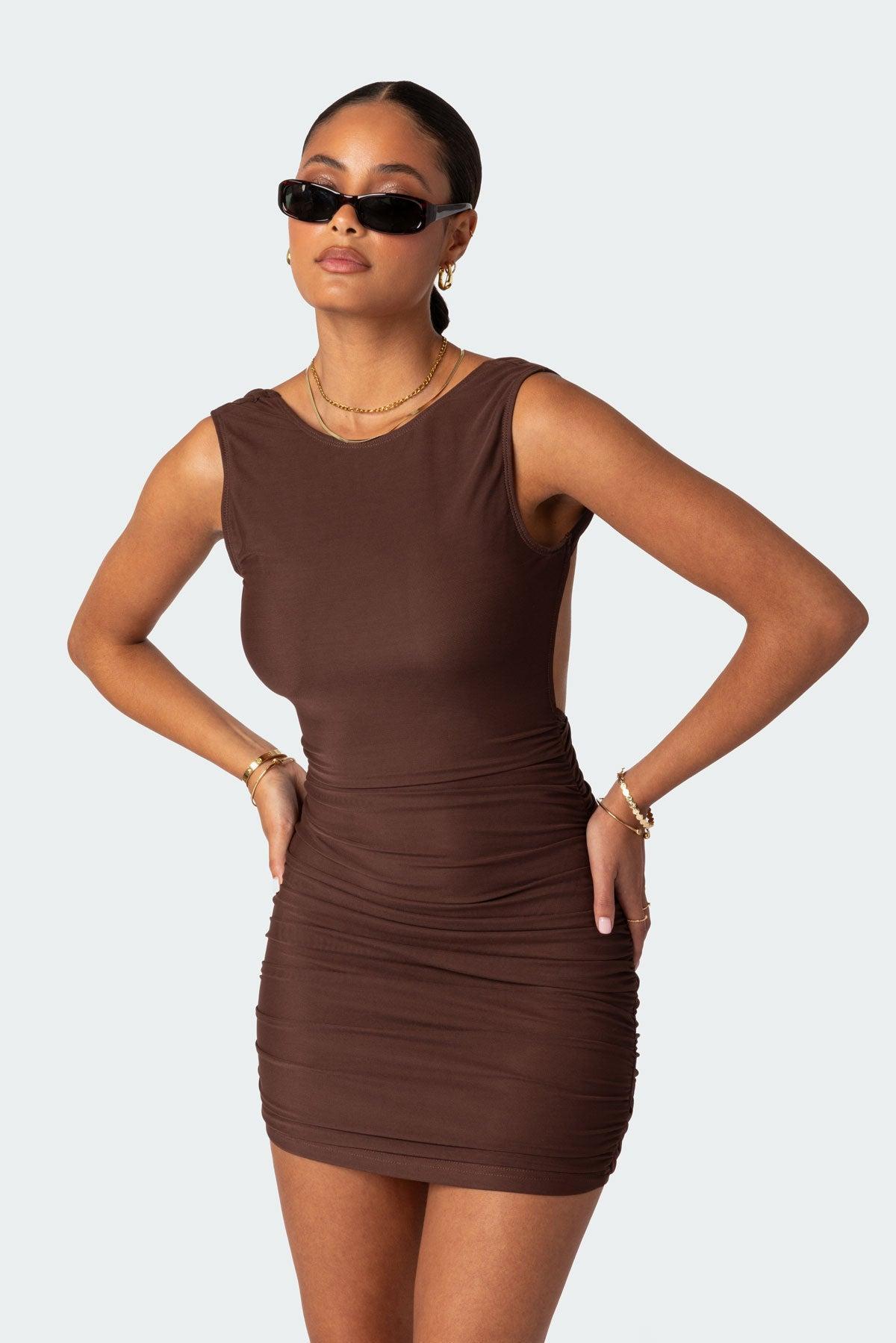 Mikey Ruched Open Back Mini Dress Product Image
