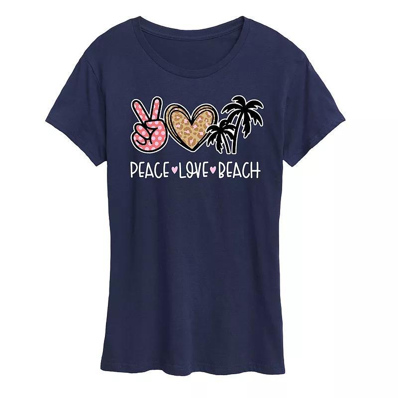 Womens Peace Love Beach Graphic Tee Grey Green Product Image