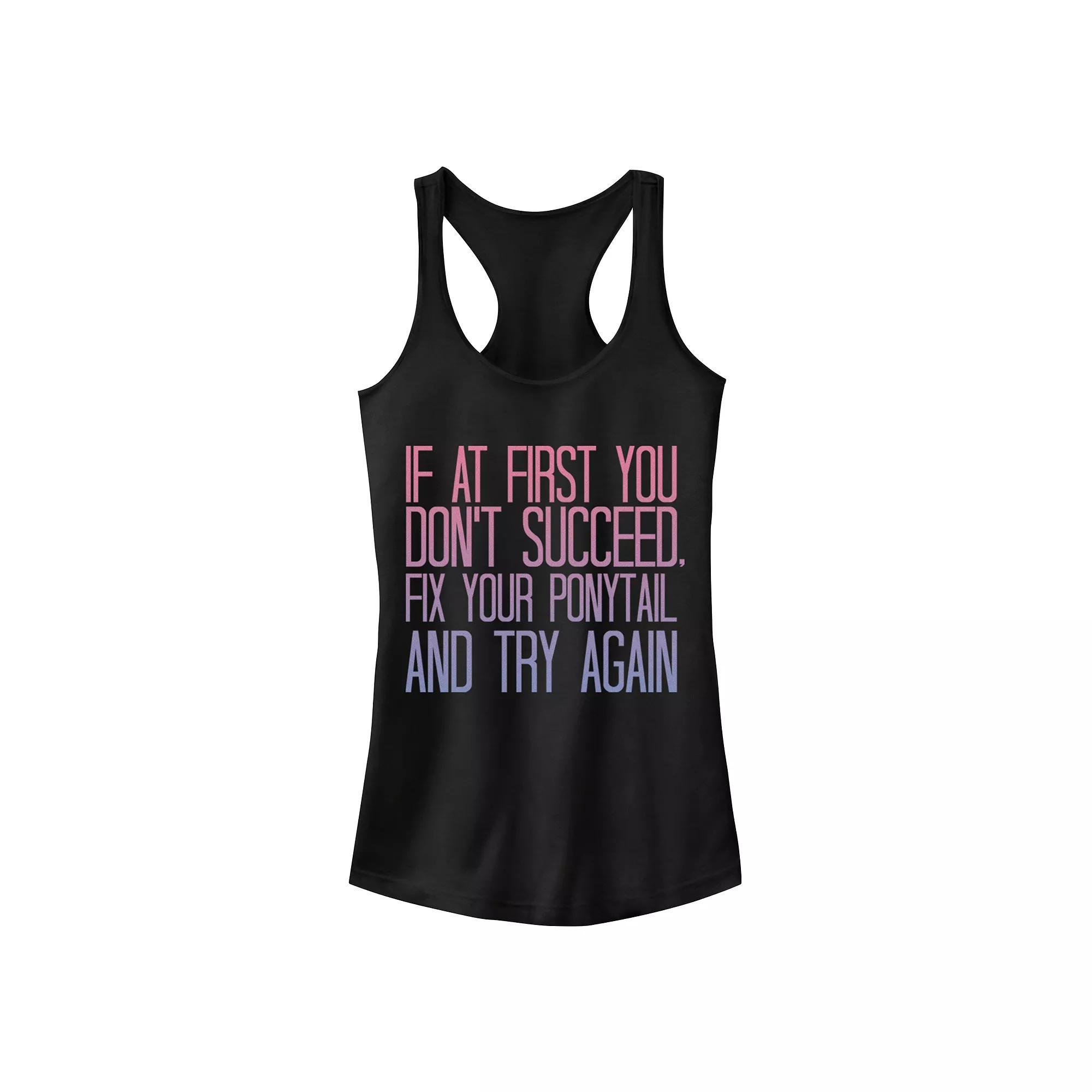 Juniors' Chin-Up Fix That Ponytail Ideal Racerback Tank Top, Girl's, Size: XL, Black Product Image