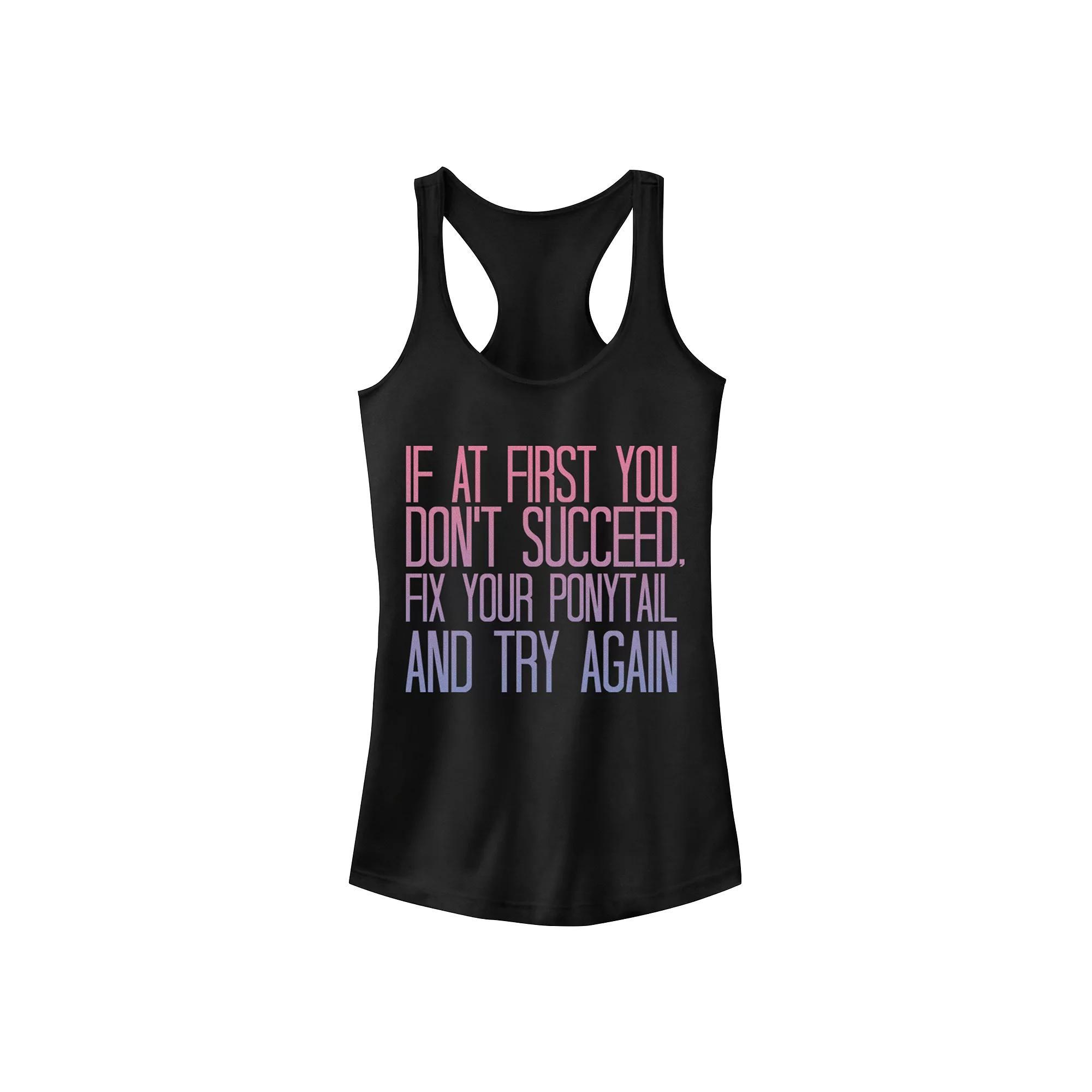 Juniors' Chin-Up Fix That Ponytail Ideal Racerback Tank Top, Girl's, Size: XL, Black Product Image