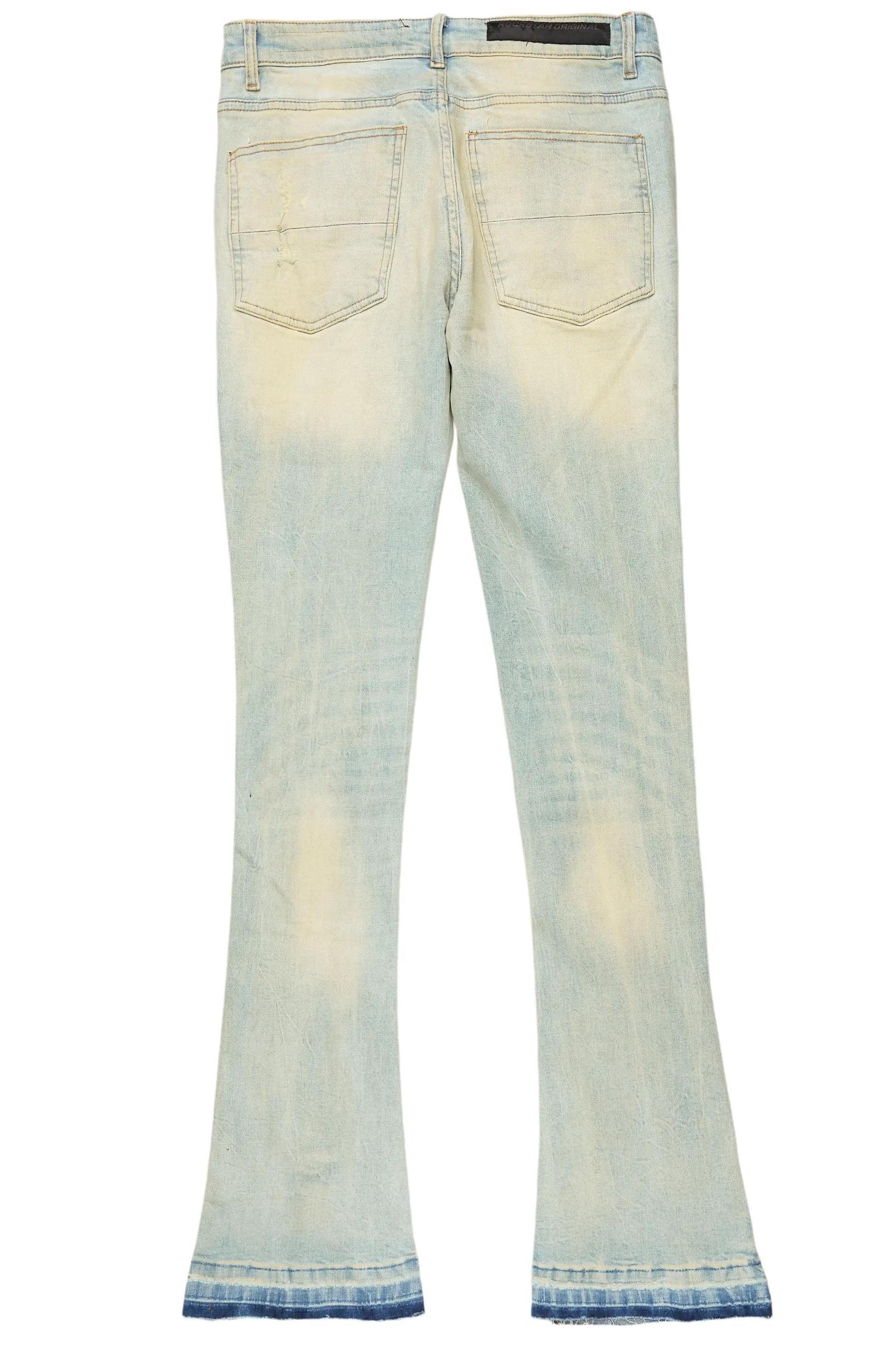 Holibert Light Blue Stacked Flare Jean Male Product Image