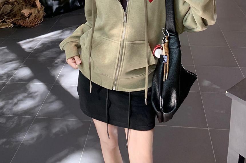 Heart Embroidery Zip-Up Hoodie / Tee / Mini Skirt Product Image