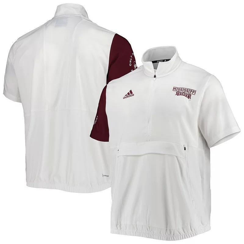Men's adidas White Mississippi State Bulldogs M STM AEROREADY Half-Zip Jacket, Size: Medium, Mst White Product Image