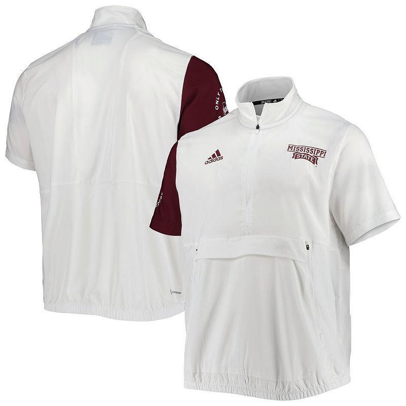 Men's adidas White Mississippi State Bulldogs M STM AEROREADY Half-Zip Jacket, Size: Medium, Mst White Product Image