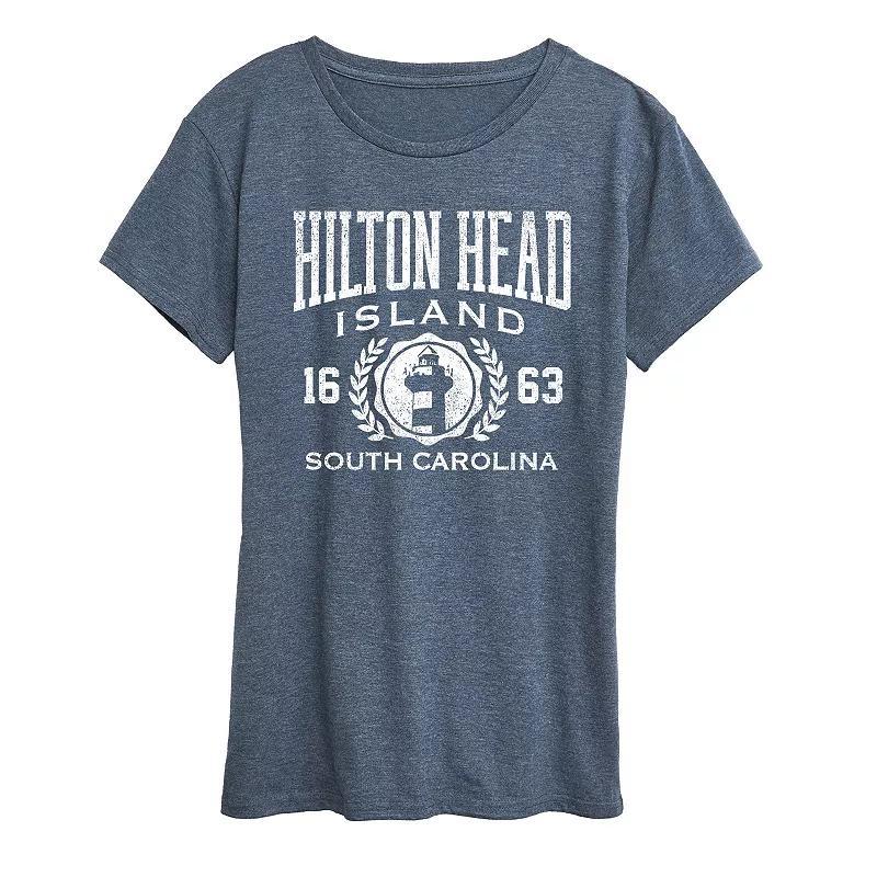 Womens Hilton Head Island Collegiate Graphic Tee Grey Blue Product Image