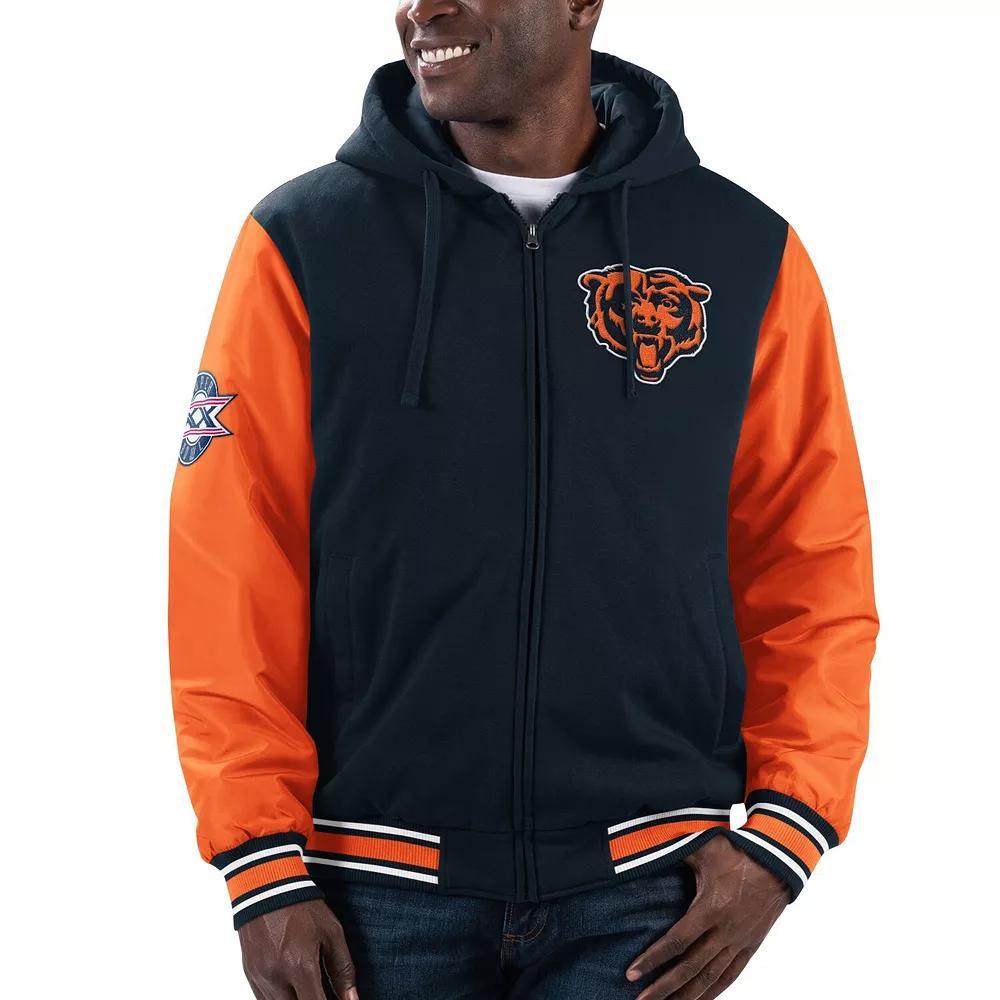 Men's G-III Sports by Carl Banks Navy/Orange Chicago Bears Player Option Full-Zip Hoodie, Size: XL, Blue Product Image