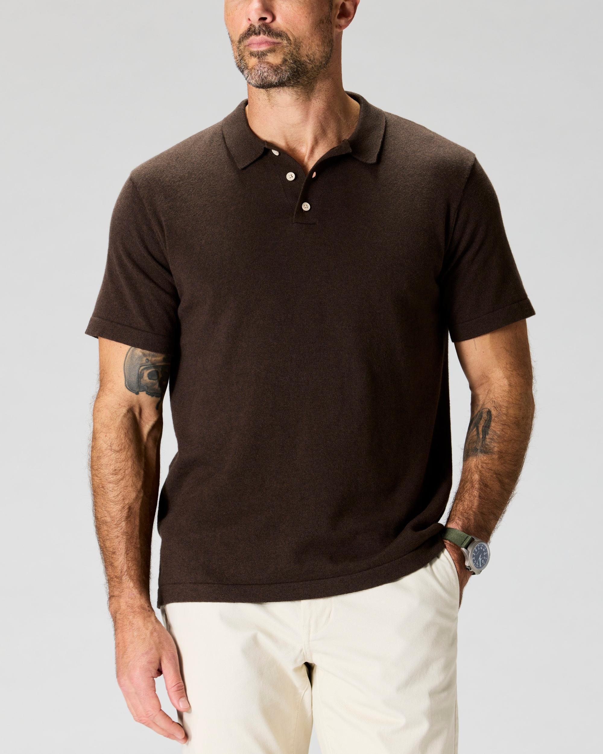 Fine Ribbed Cotton Cashmere Polo Shirt Product Image