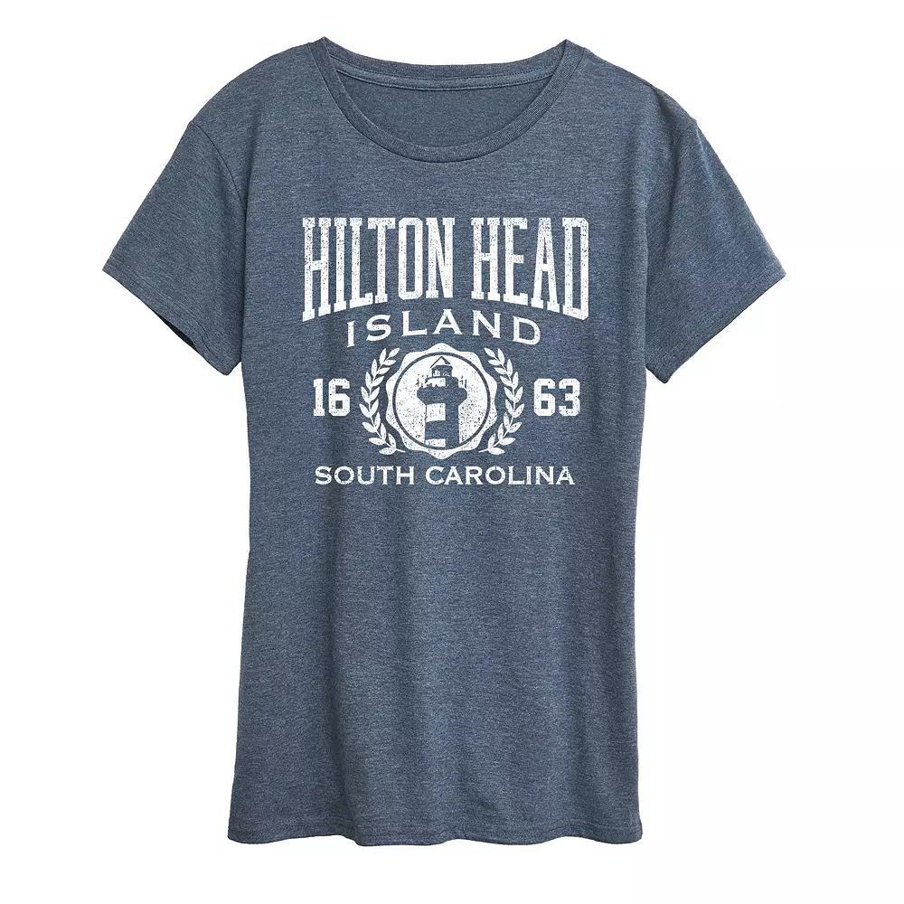 Womens Hilton Head Island Collegiate Graphic Tee Grey Blue Product Image