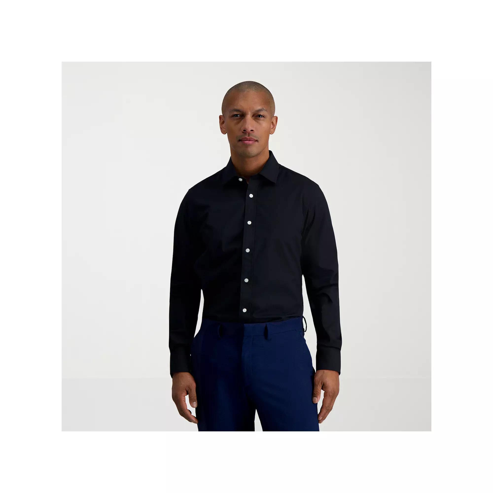 Men's Haggar® Premium Comfort Slim Fit Wrinkle Resistant Dress Shirt, Size: 17.5-32/33, Black Product Image