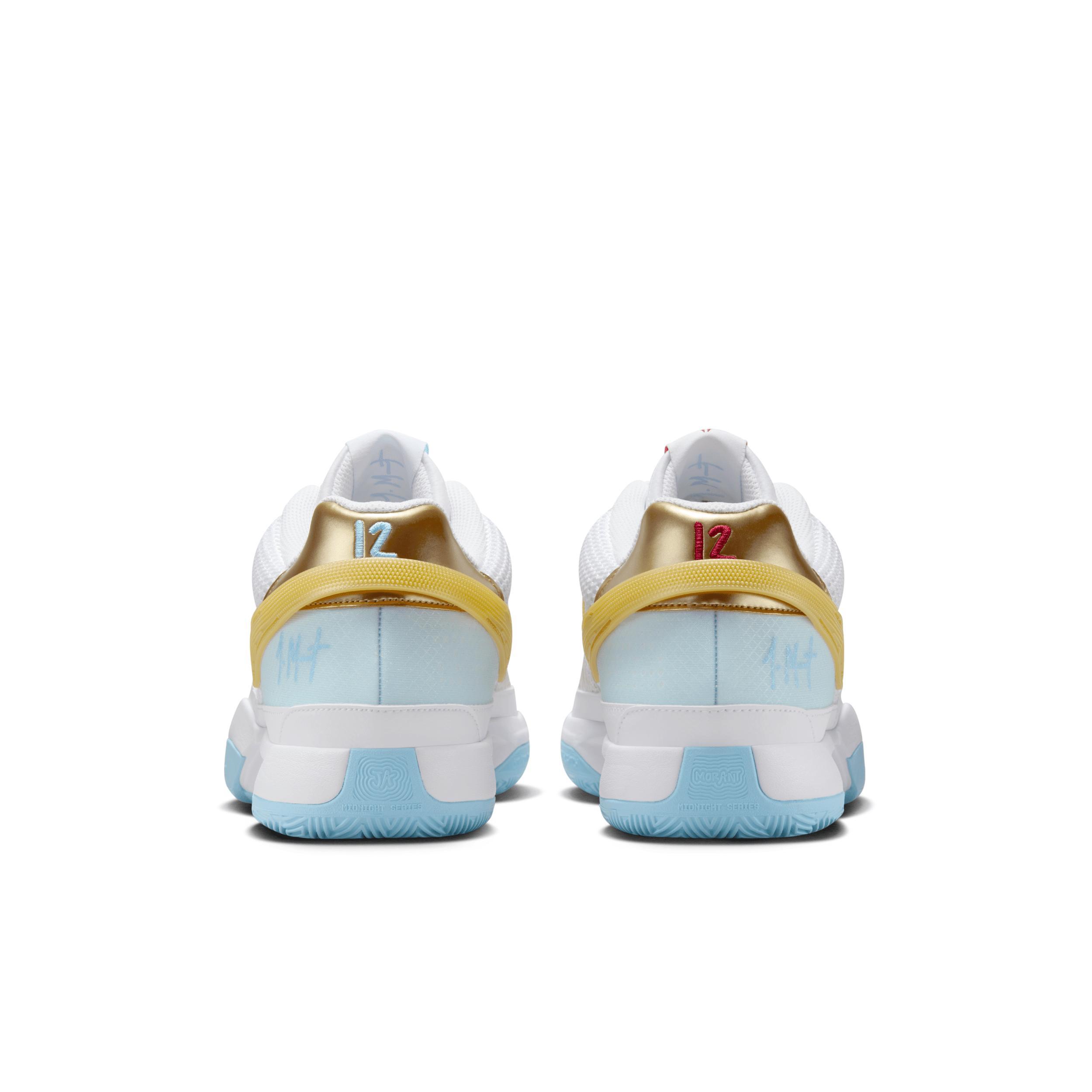 Nike Mens JA 1 CNY - Basketball Shoes White/Metallic Gold/Auarius Blue Product Image