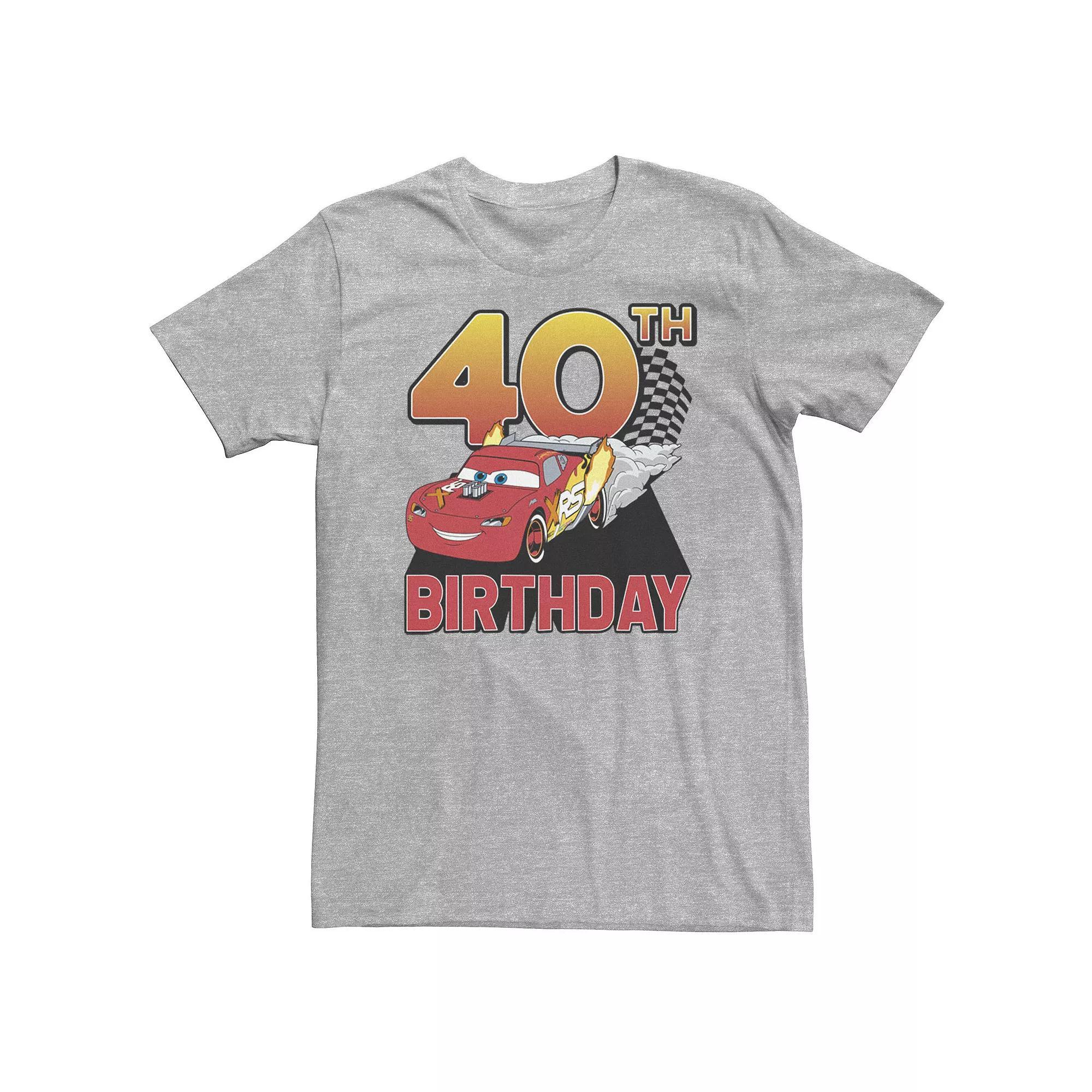 Big & Tall Disney / Pixar Cars 40th Birthday Racer Lightning McQueen Tee, Men's, Size: 4XLT, Athletic Grey Product Image