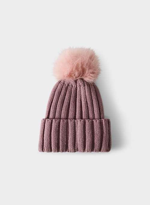 real faux fur pom cuffed beanie Product Image