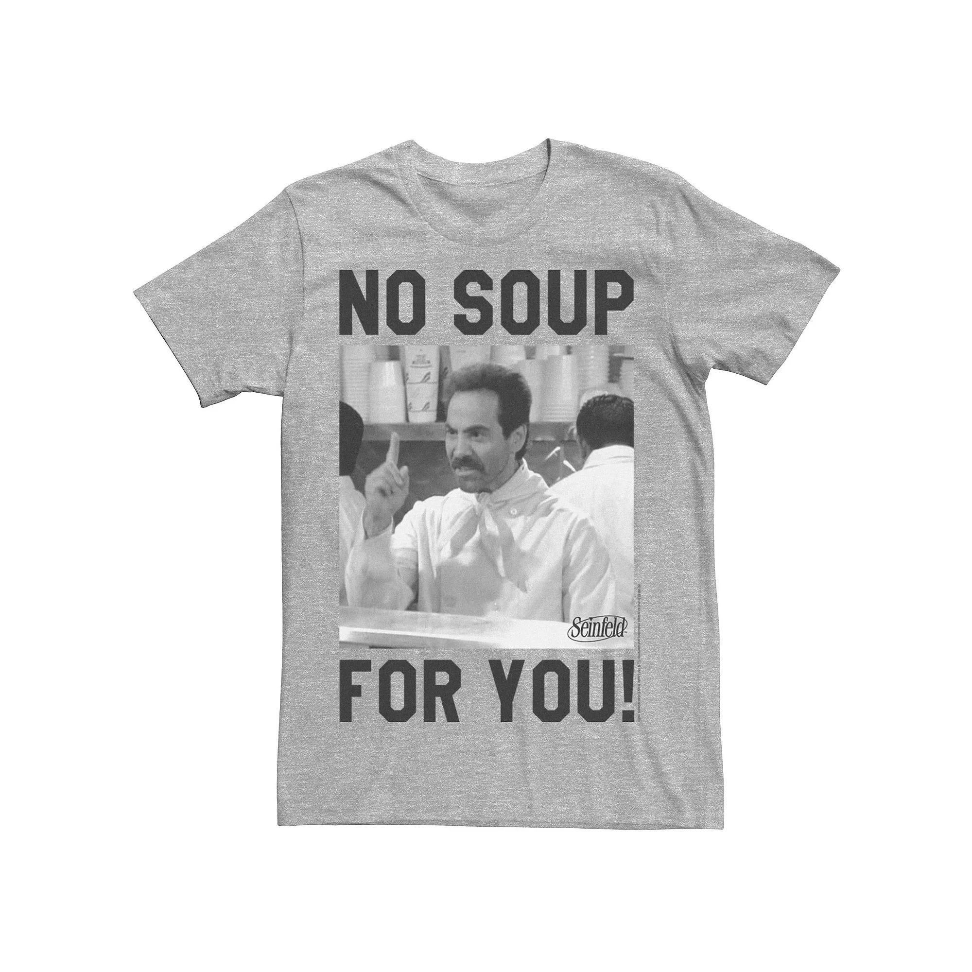 Men's Seinfeld No Soup For You Meme Greyscale Tee, Size: Small, Athletic Grey Product Image