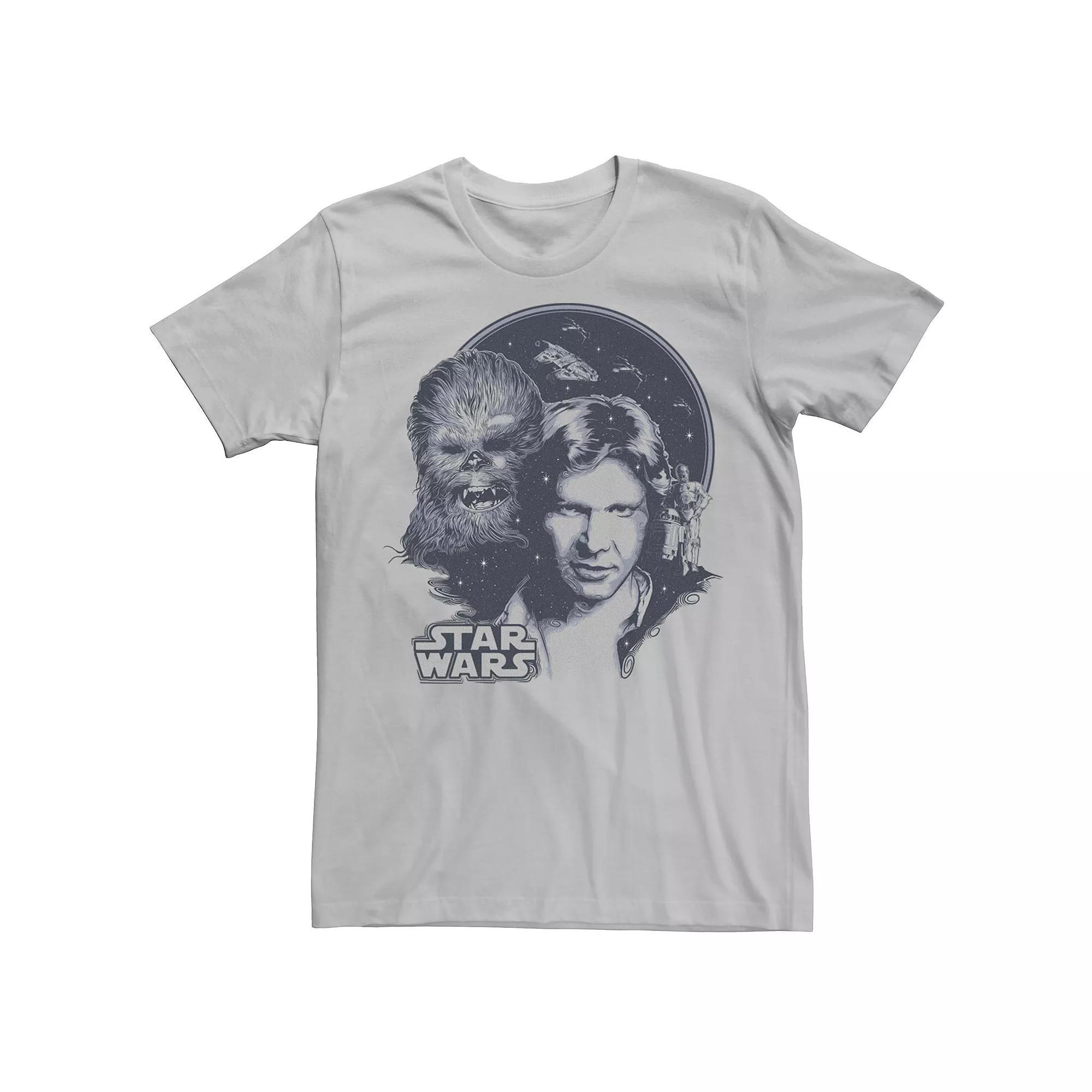 Men's Star Wars Retro Group Shot Logo Graphic Tee, Size: 3XL, Silver Product Image