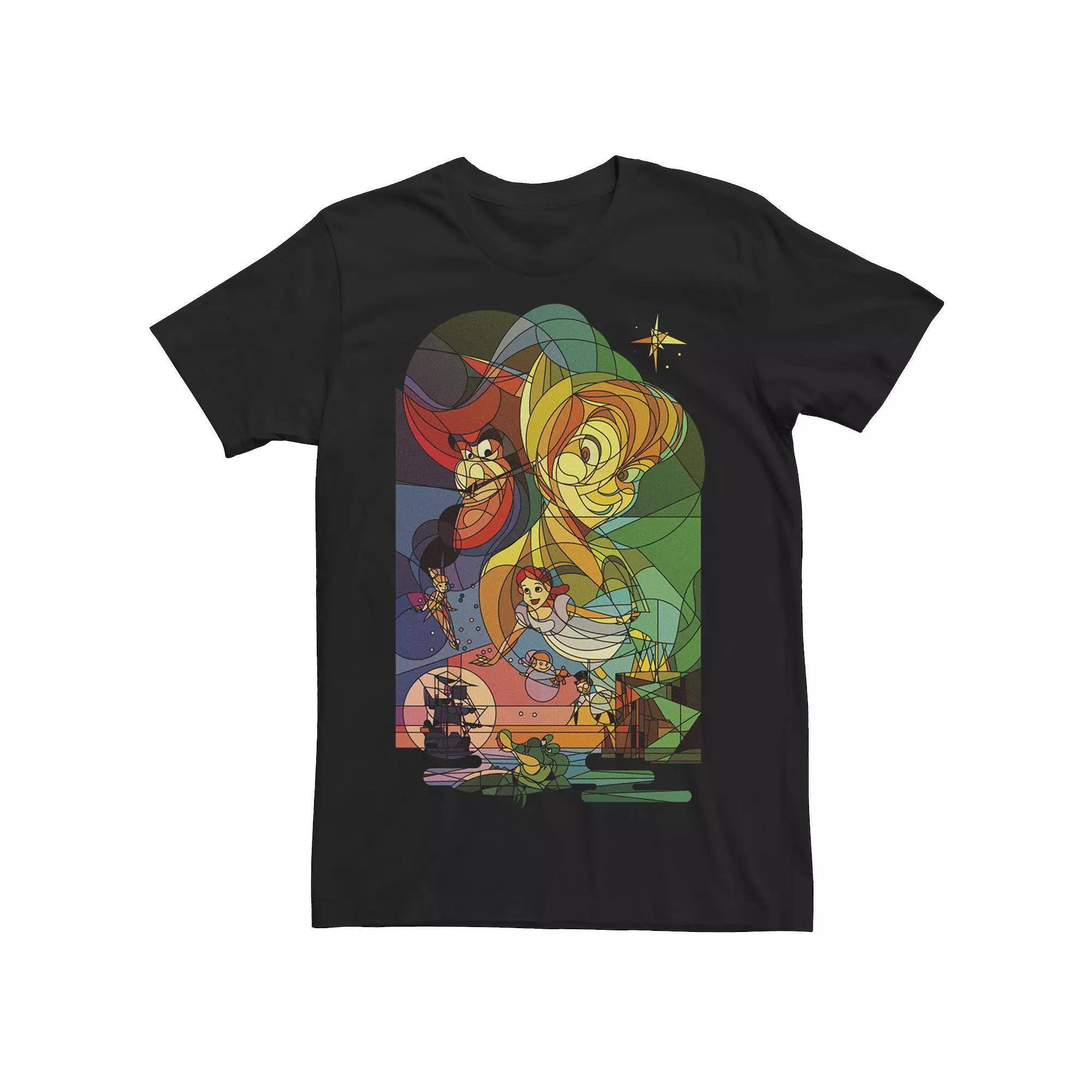 Disney's Peter Pan Captain Hook Stained Glass Men's Tee, Size: Large, Black Product Image