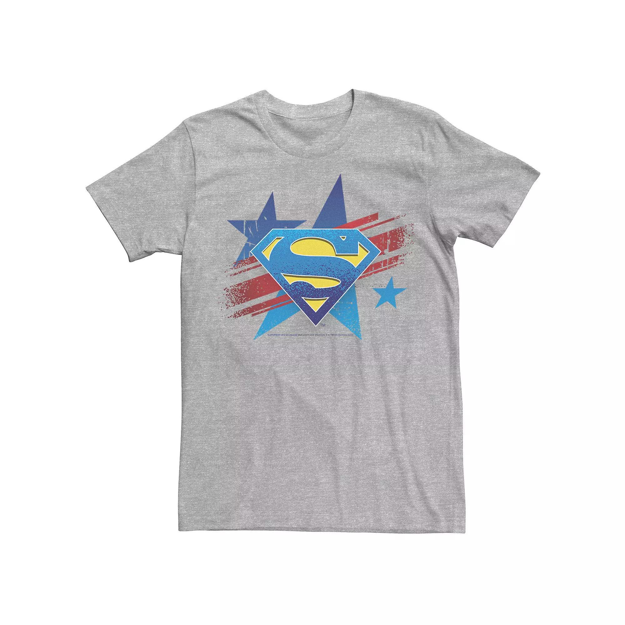 Men's DC Comics Superman Stars And Stripes Chest Logo Graphic Tee, Size: Small, Athletic Grey Product Image