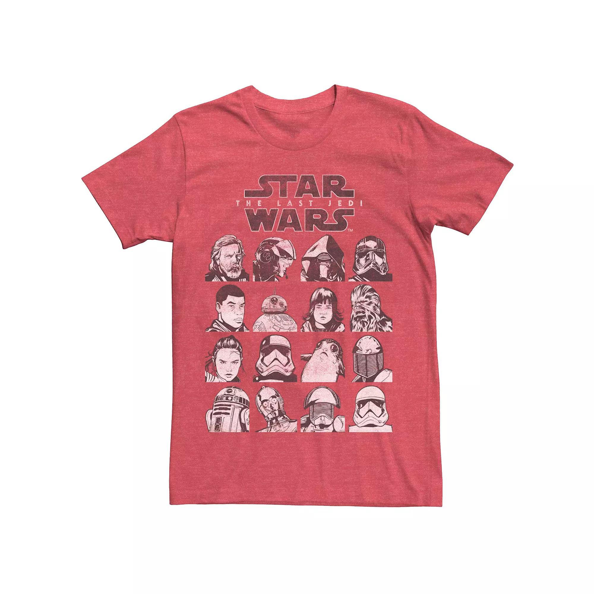 Mens Star Wars The Last Jedi Character Grid Tee Red Grey Product Image